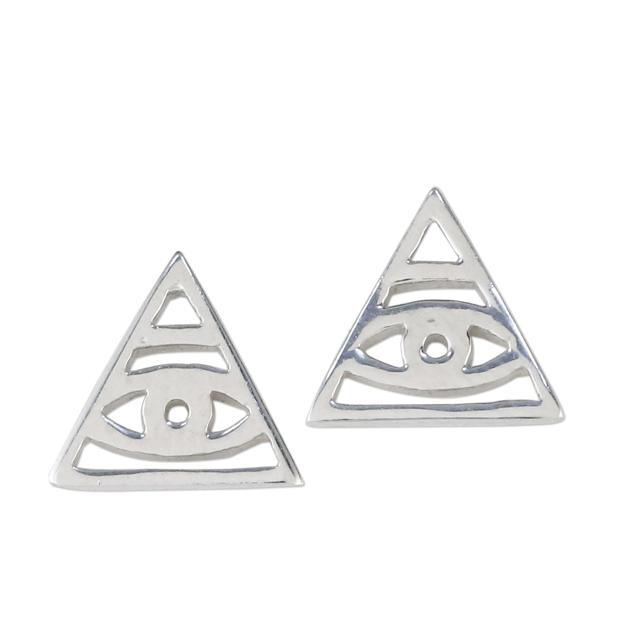 Premium Open Eye Sterling Silver Stud Earrings - Handcrafted in Thailand