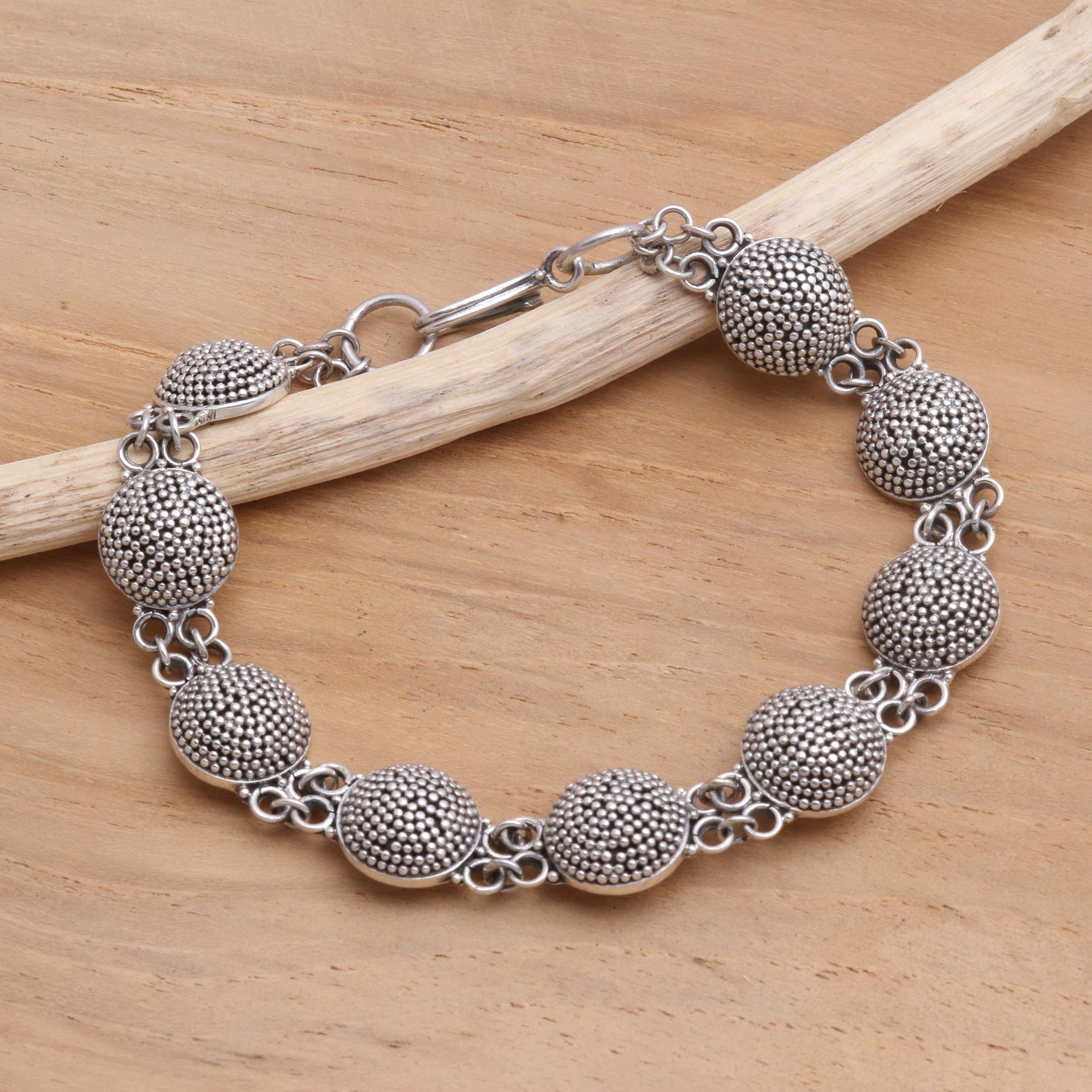 Premium Sterling Silver Link Bracelet with Balinese Elegance