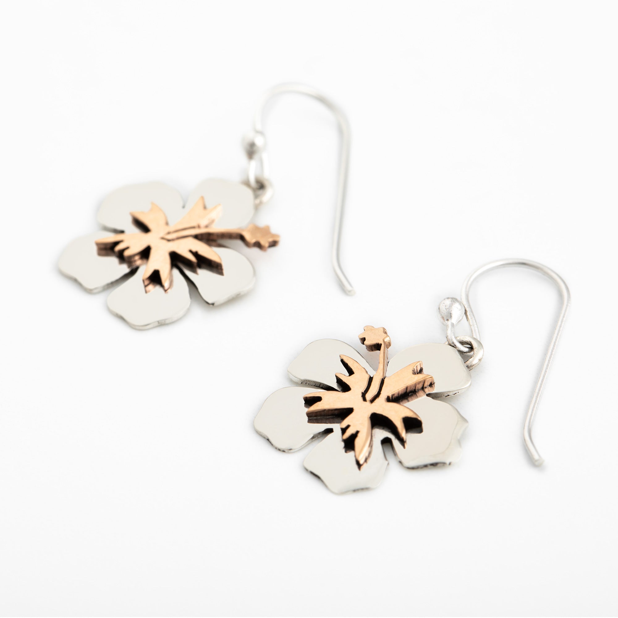 Premium Mixed Metal Flower Dangle Earrings