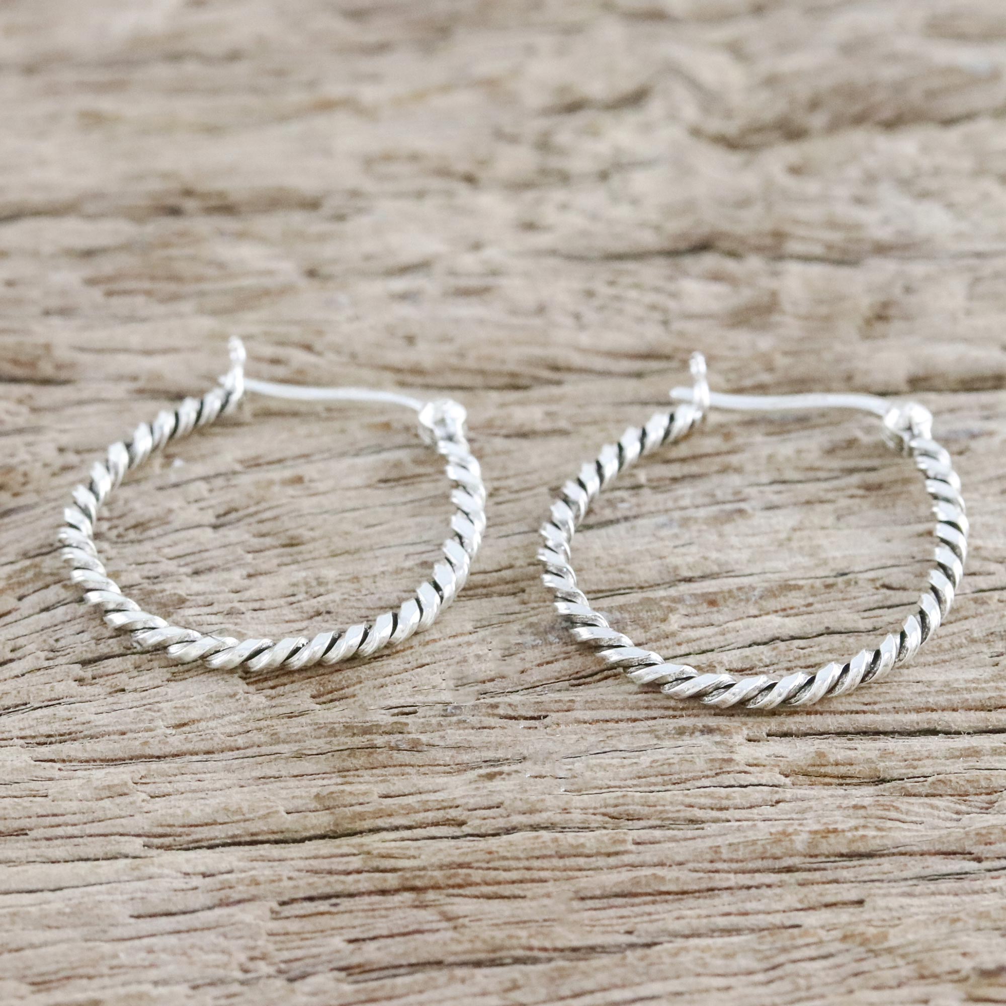 Premium Spiral Onwards Sterling Silver Hoop Earrings