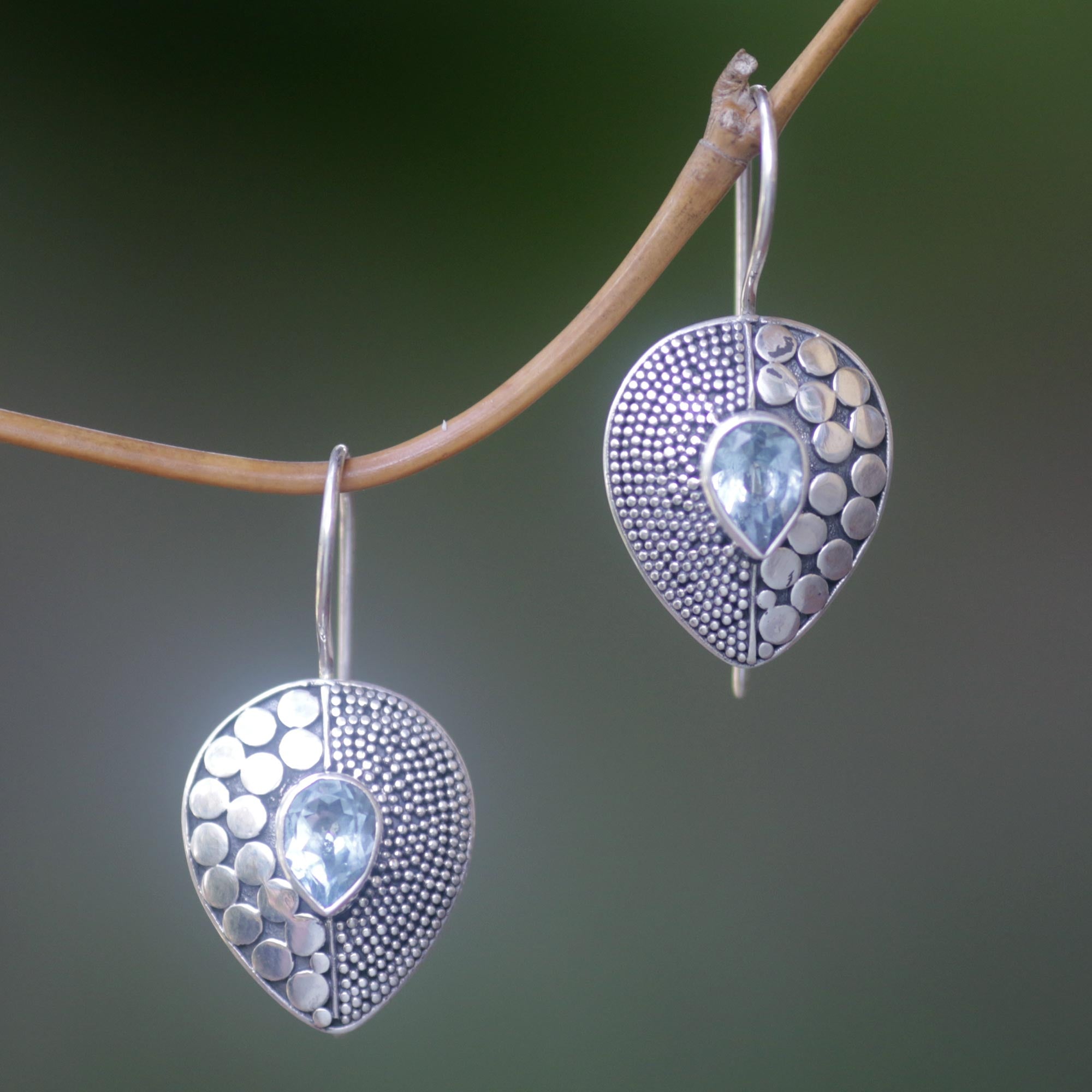 Premium Azure Sincerity Earrings: Fair Trade Blue Topaz & Sterling Silver