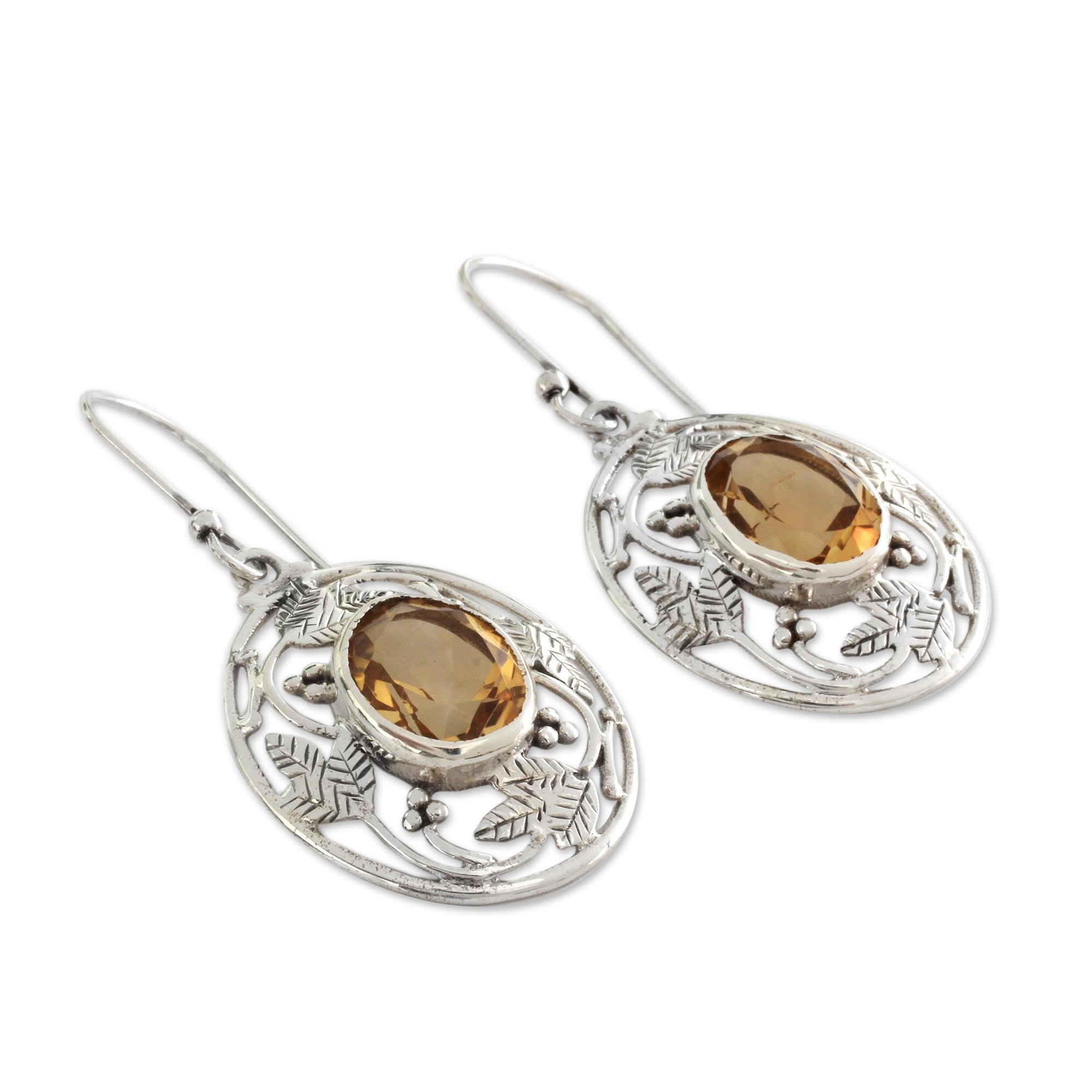 Premium Sunshine Avatar Sterling Silver Citrine Dangle Earrings