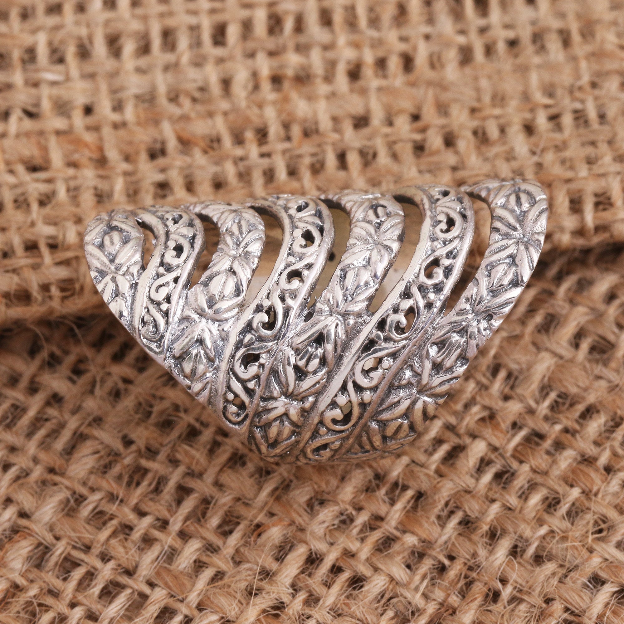 Premium Seven-Layer Sterling Silver Statement Ring - Alluring Layers Collection