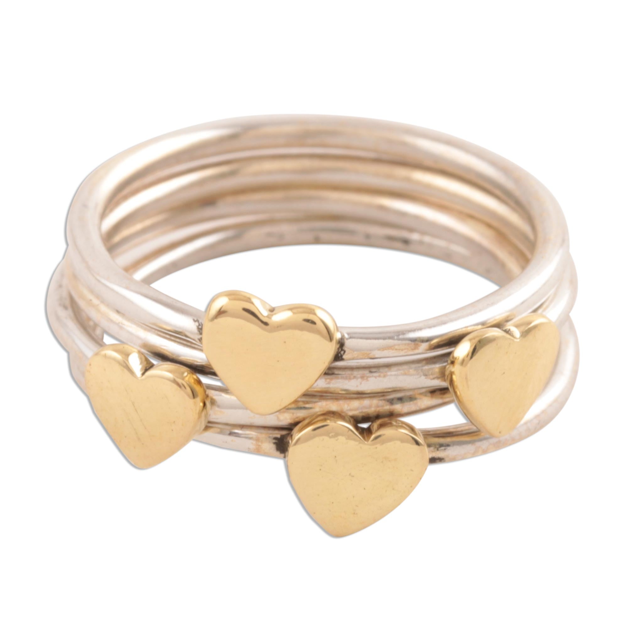 Premium Royal Heart Band Ring Set - Sterling Silver & Brass Jewelry from India