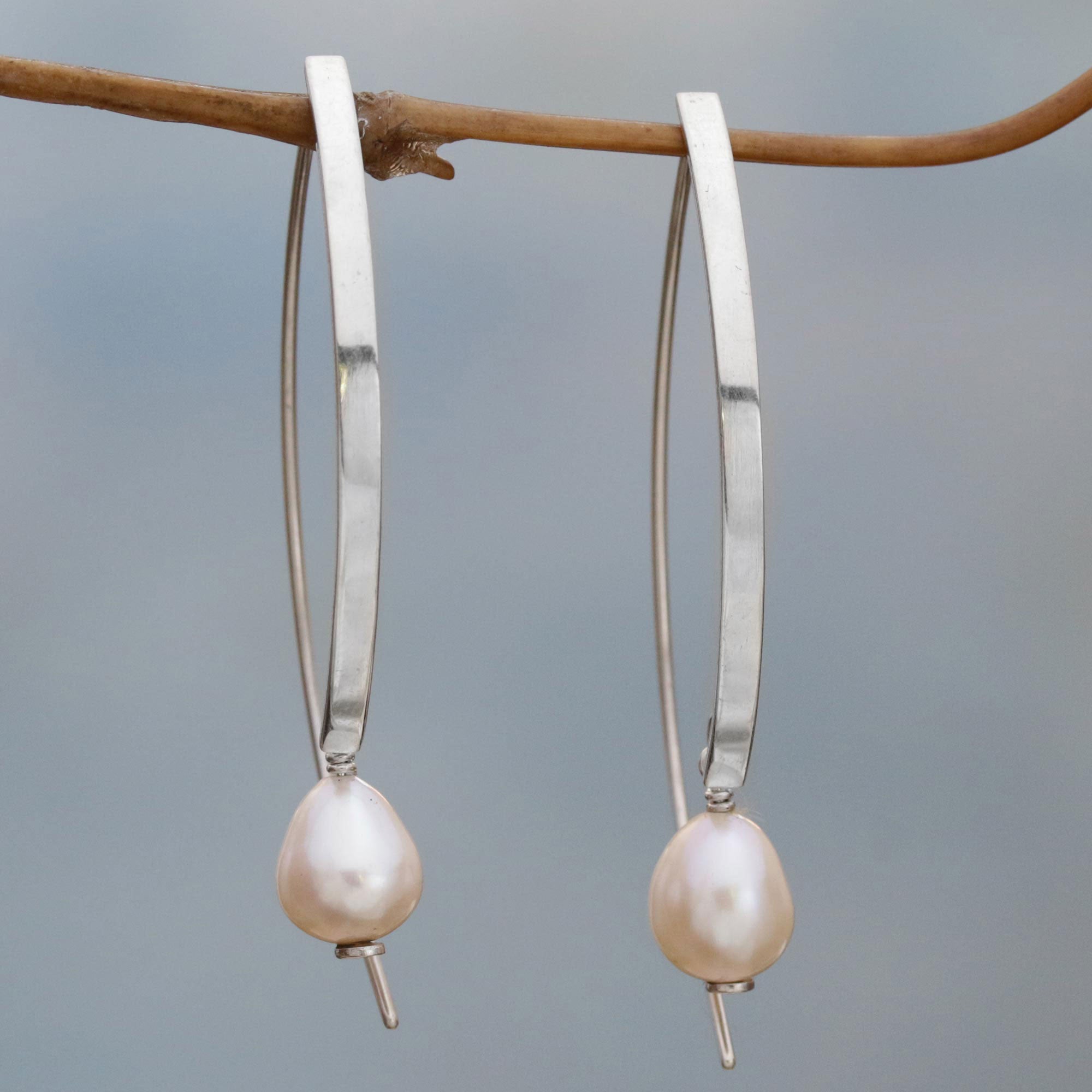 Premium Cultured Freshwater Pearl & Sterling Silver Drop Earrings