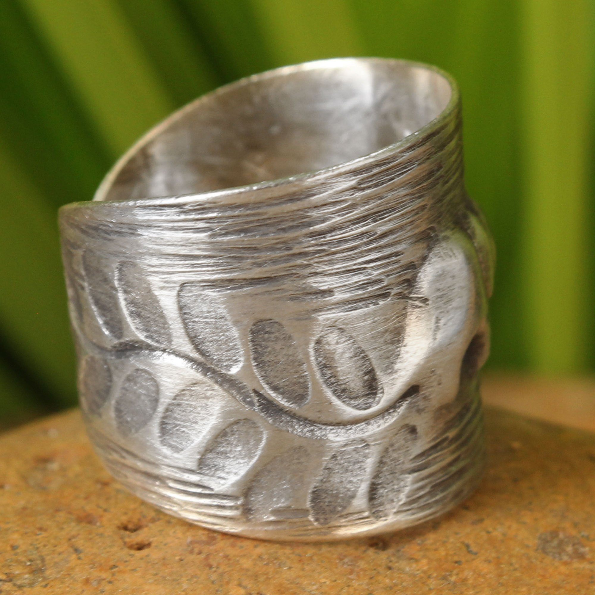 Premium Thai Forest Elephant Wrap Ring - Handmade Sterling Silver