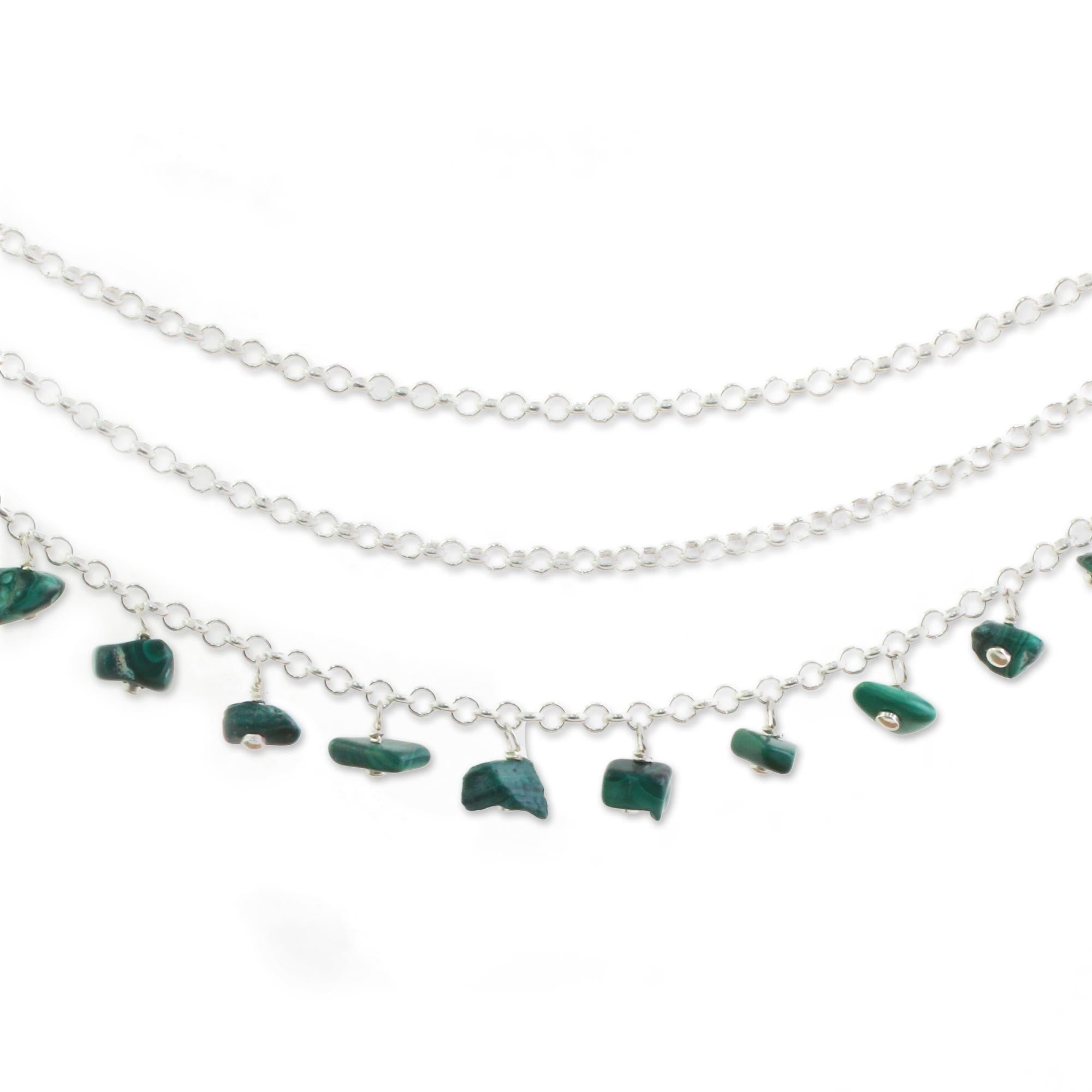 Premium Malachite Waterfall Necklace – Ultimate Sterling Silver Jewelry