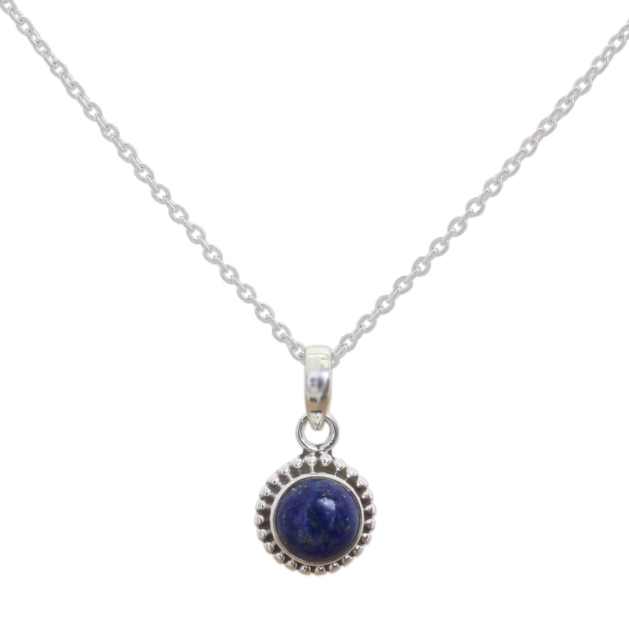 Premium Blue Globe Sterling Silver Pendant Necklace - Handcrafted Elegance