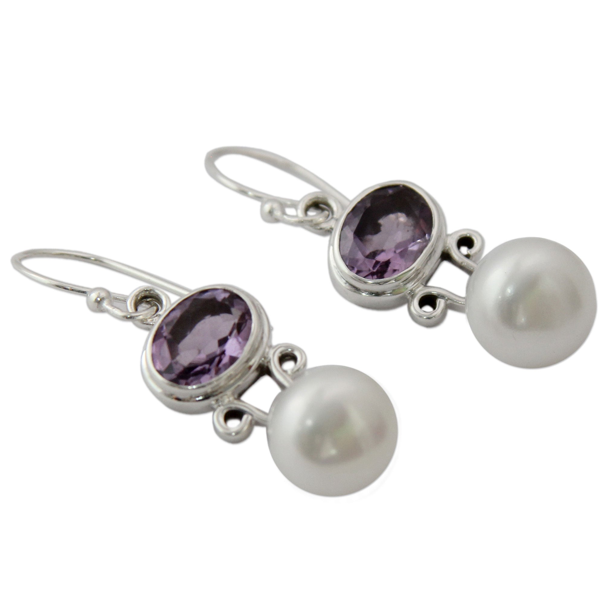 Premium Dazzling Delhi Amethyst & Pearl Dangle Earrings - Handcrafted Elegance