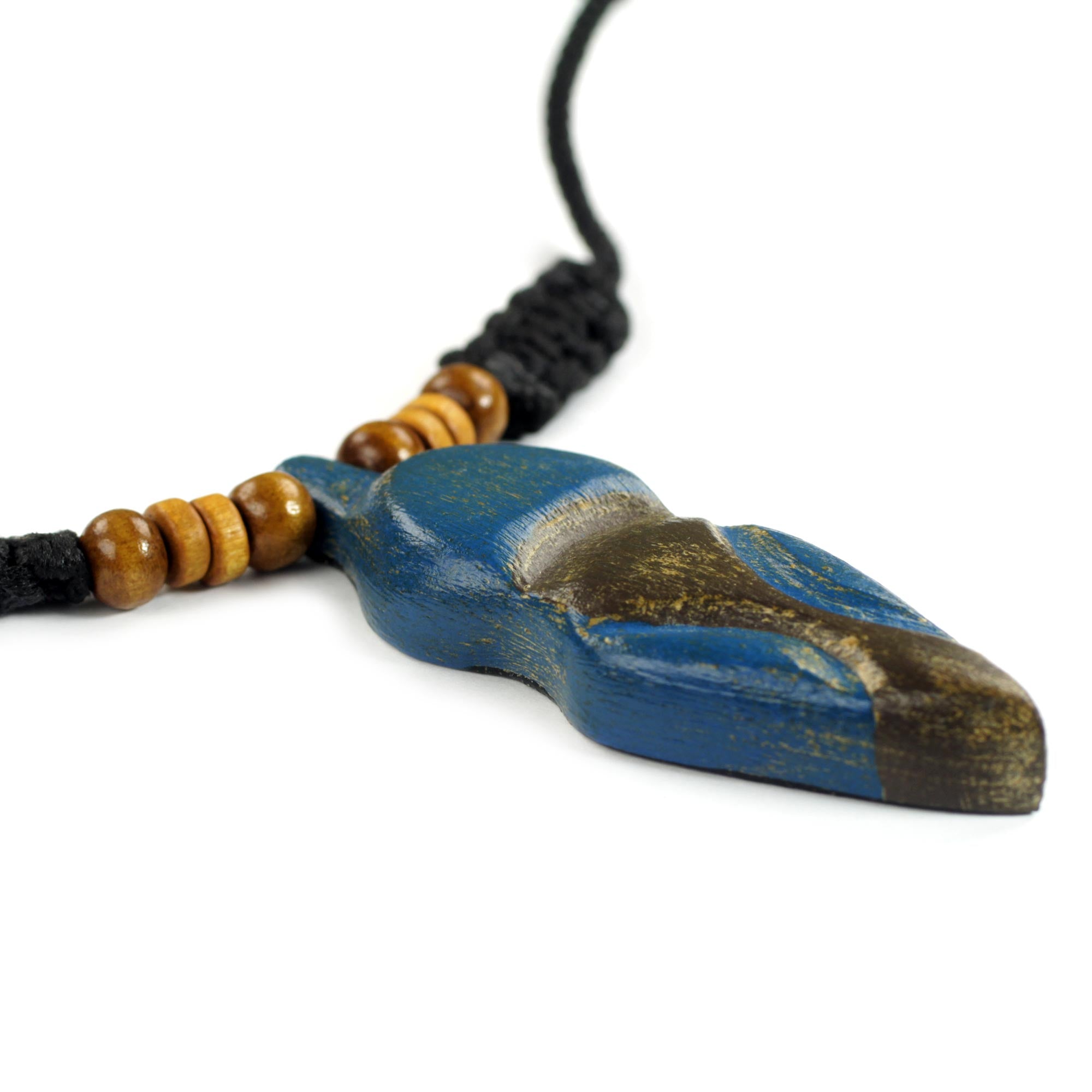 Premium Akwatia Diamond Adjustable Sese Wood Necklace – Blue & Black Handcrafted Jewelry from Ghana