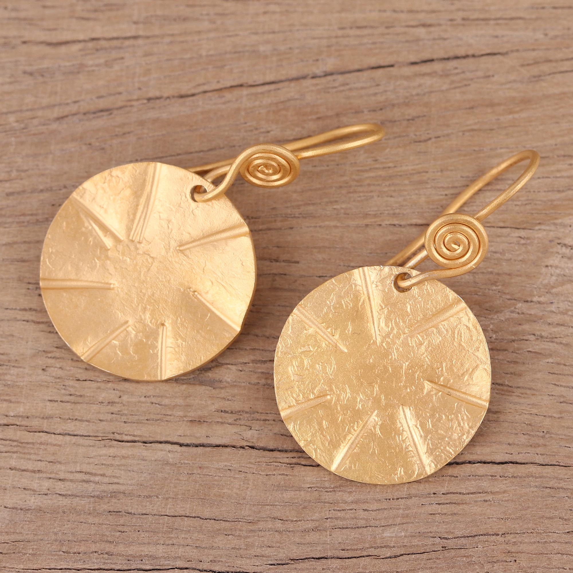 Premium Handcrafted 22k Gold Plated Discus Dangle Earrings - Ultimate Statement Jewelry