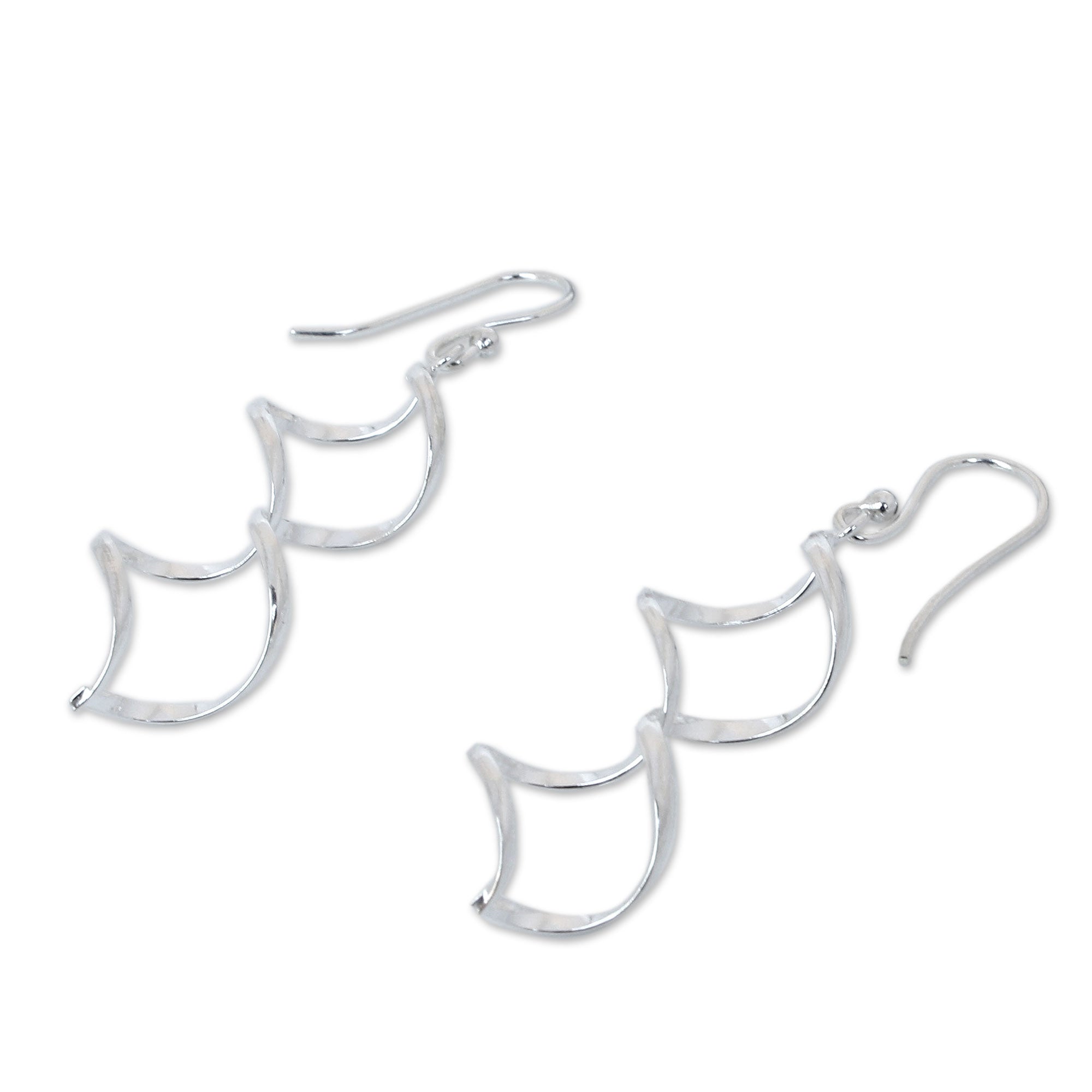 Premium Songkran Joy Silver Spiral Dangle Earrings - Modern Elegance