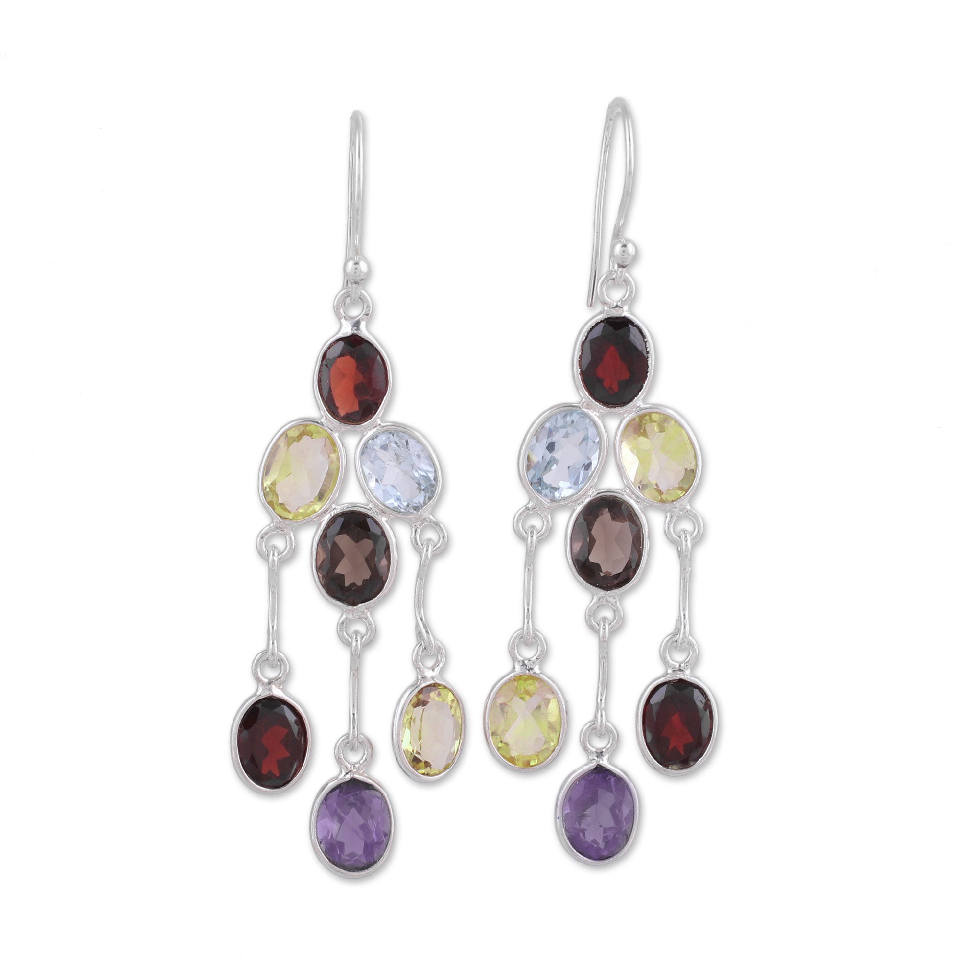 Premium Handcrafted Multigemstone Chandelier Earrings - Elegant Indian Design