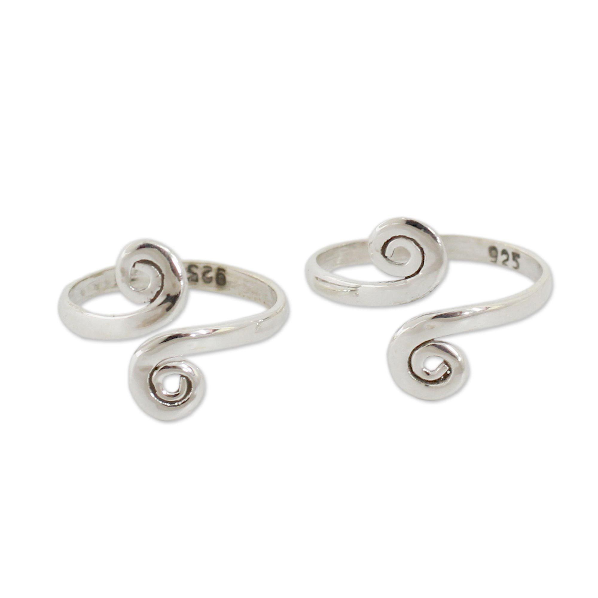 Premium Sterling Silver Adjustable Toe Ring Duo - Handmade in India