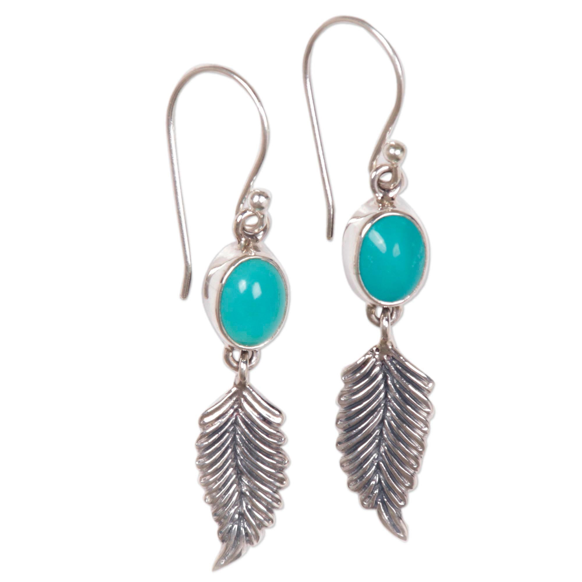 Premium Leaf Motif Magnesite Dangle Earrings | Handcrafted in Bali