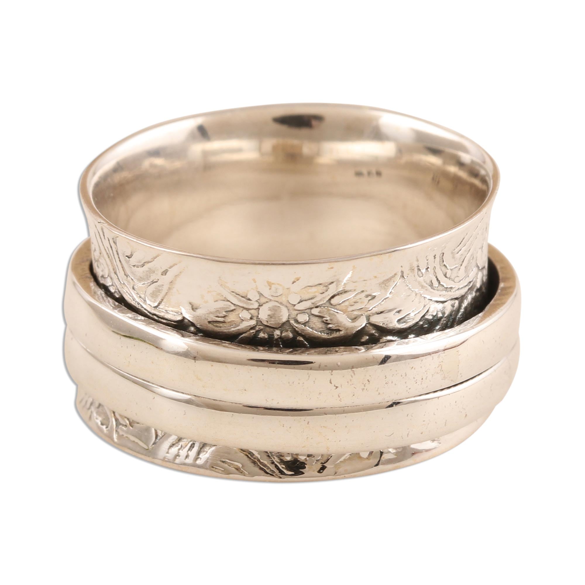 Premium Sterling Silver Inhale Exhale Meditation Spinner Ring - Upgrade Your Mindfulness Routine