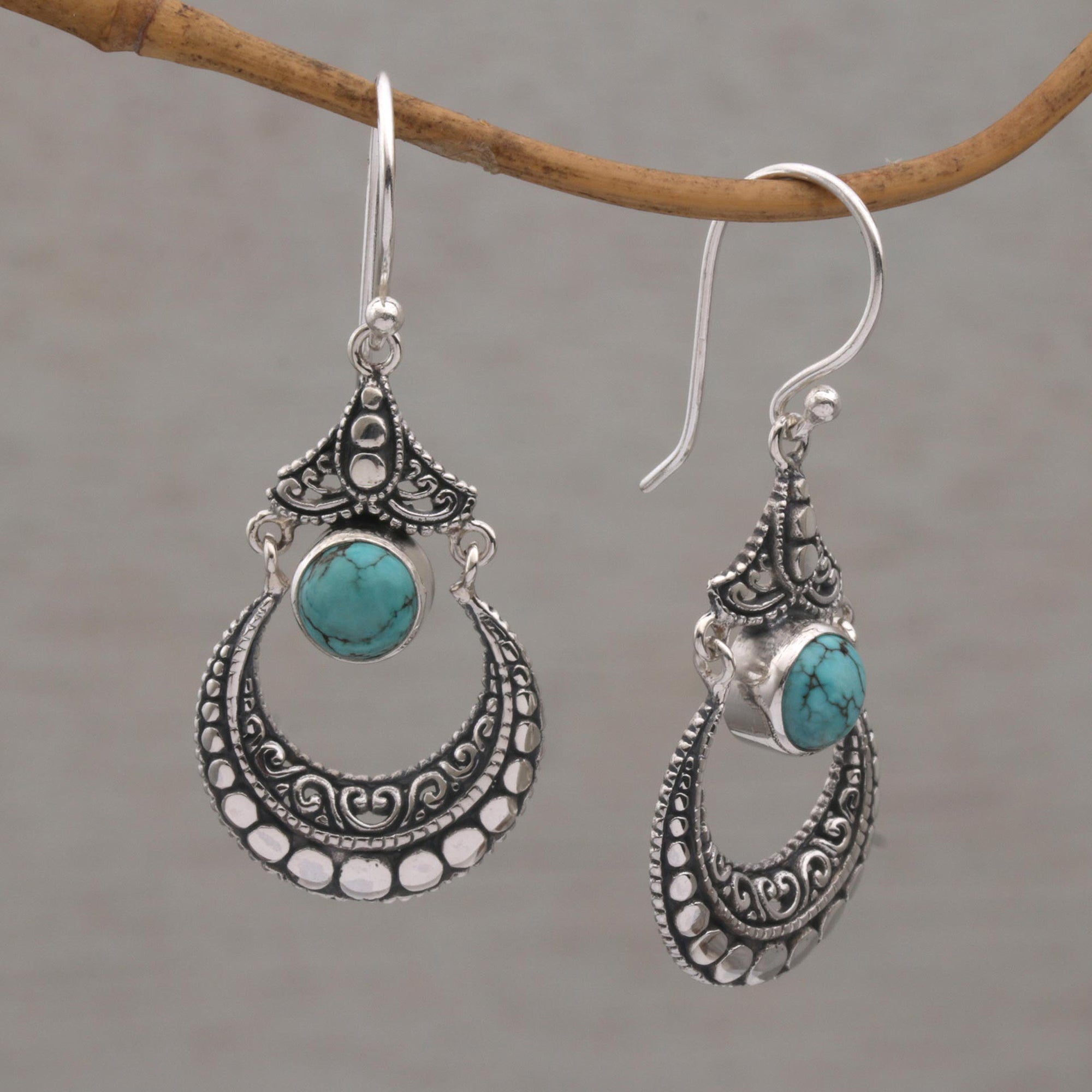 Premium Crescent Magnesite Dangle Earrings – Handcrafted Sterling Silver