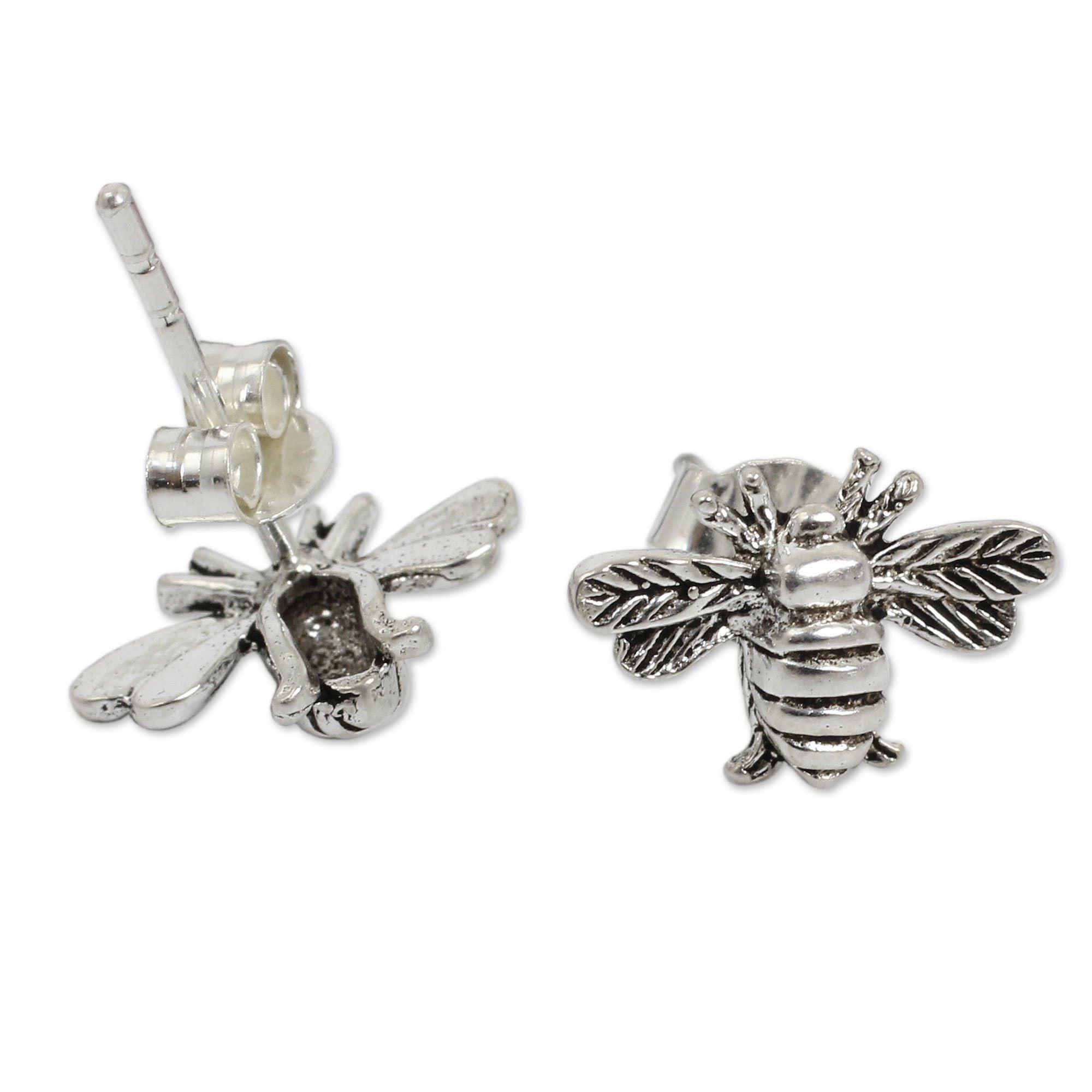 Premium Handmade Sterling Silver Honeybee Stud Earrings