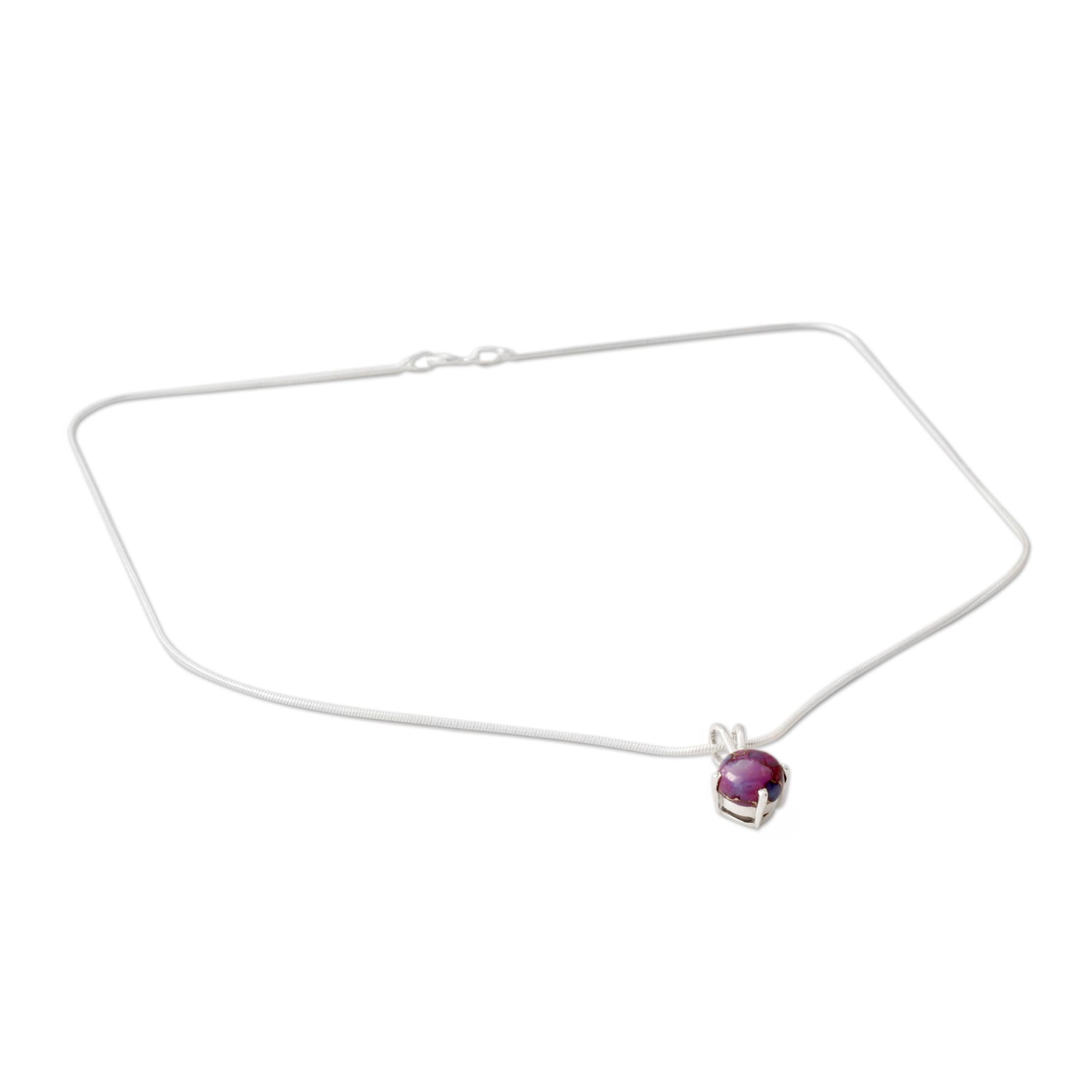 Premium Purple Storm Necklace with Composite Turquoise in 925 Sterling Silver