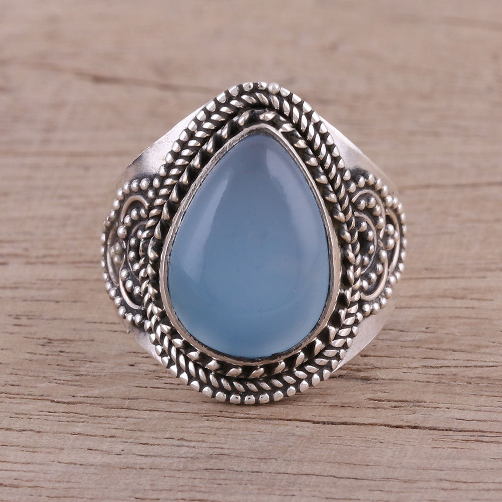 Premium Sterling Silver Blue Chalcedony Statement Ring