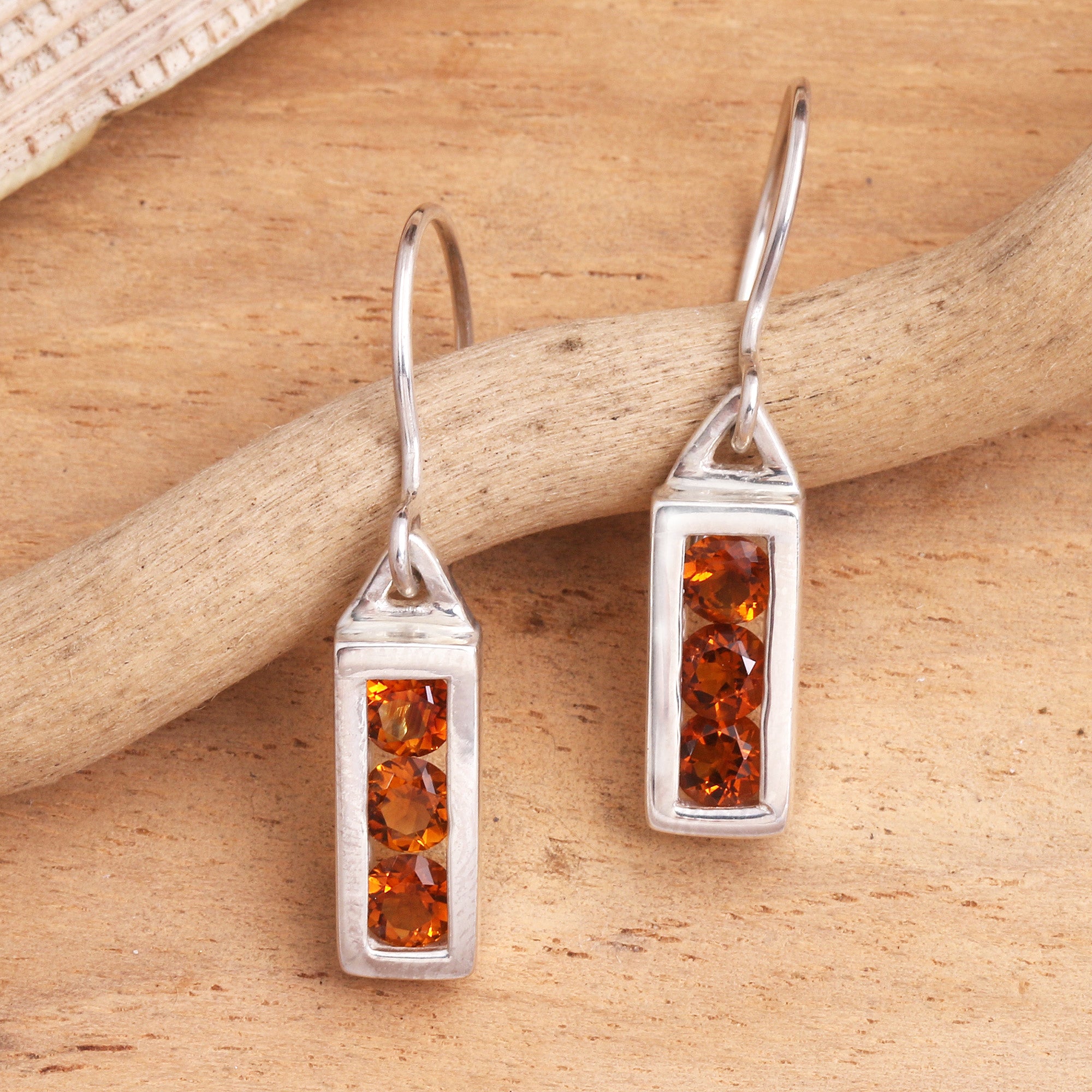 Premium Golden Lantern Citrine Sterling Silver Dangle Earrings