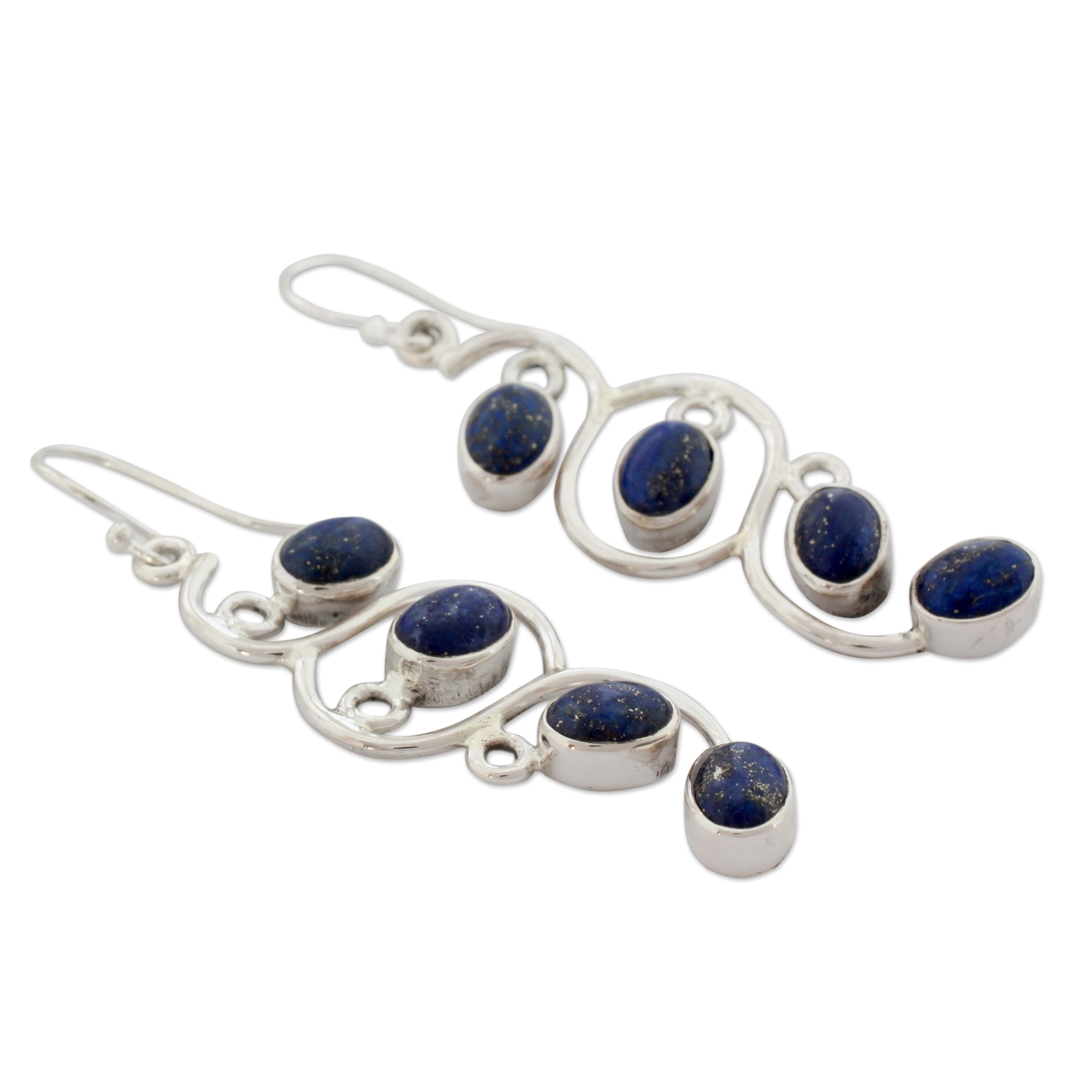 Premium Lotus Buds Lapis Lazuli Earrings - Artisan Sterling Silver Jewelry