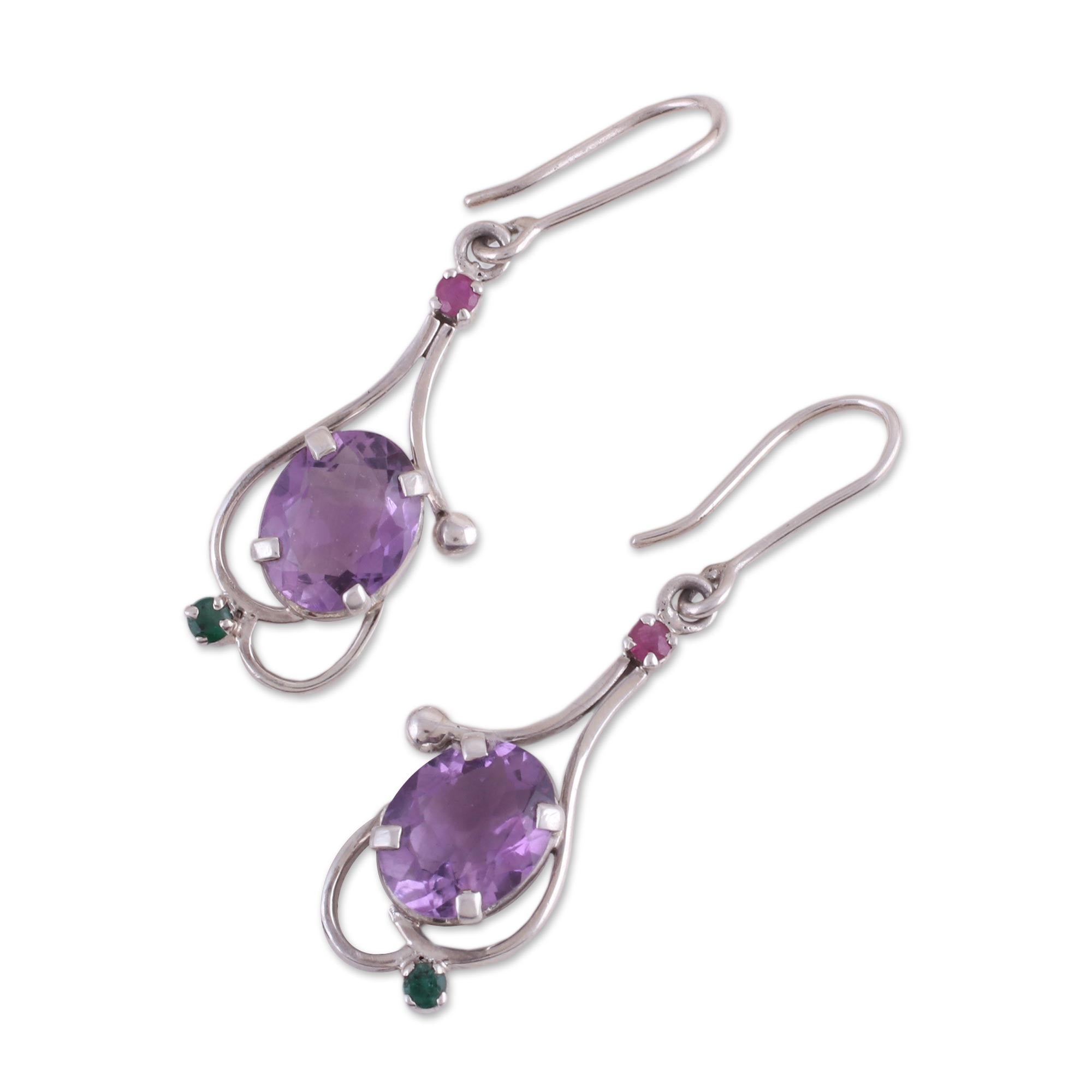 Premium Alluring Glisten Multi-Gemstone Dangle Earrings - Handcrafted in India