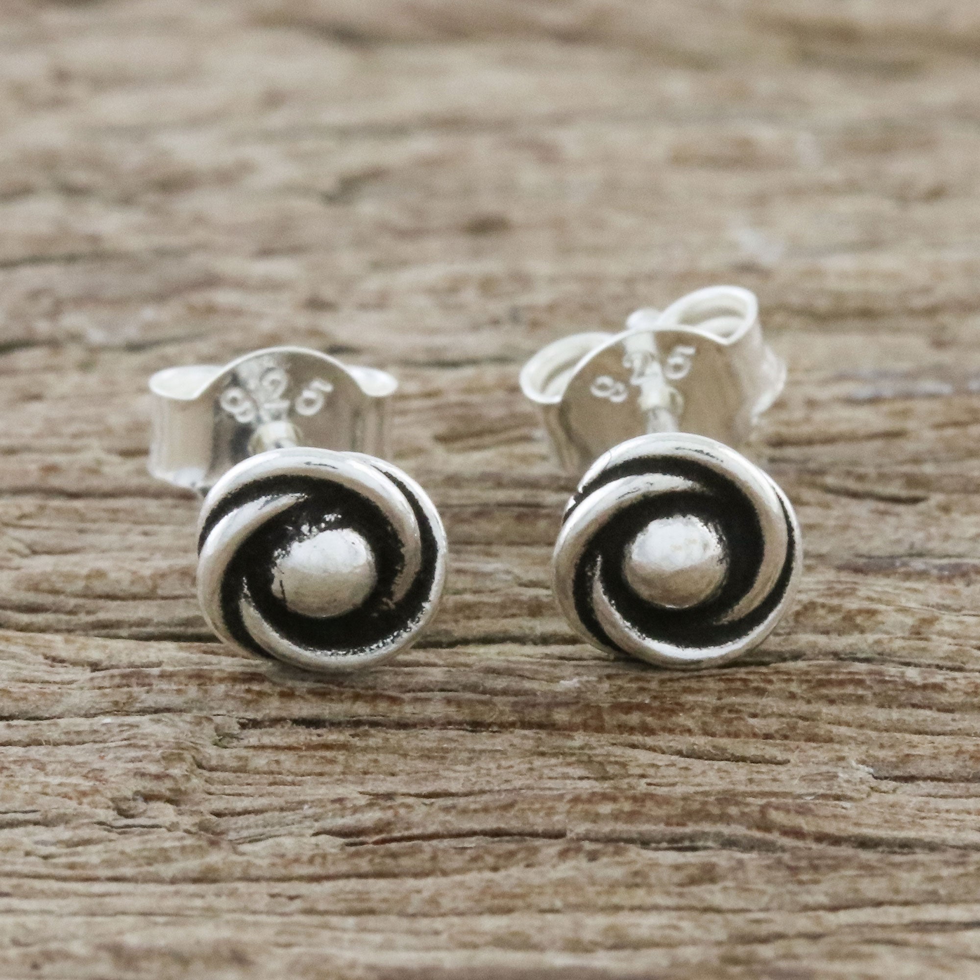 Premium Cyclone Gleam Sterling Silver Stud Earrings – Handcrafted Elegance