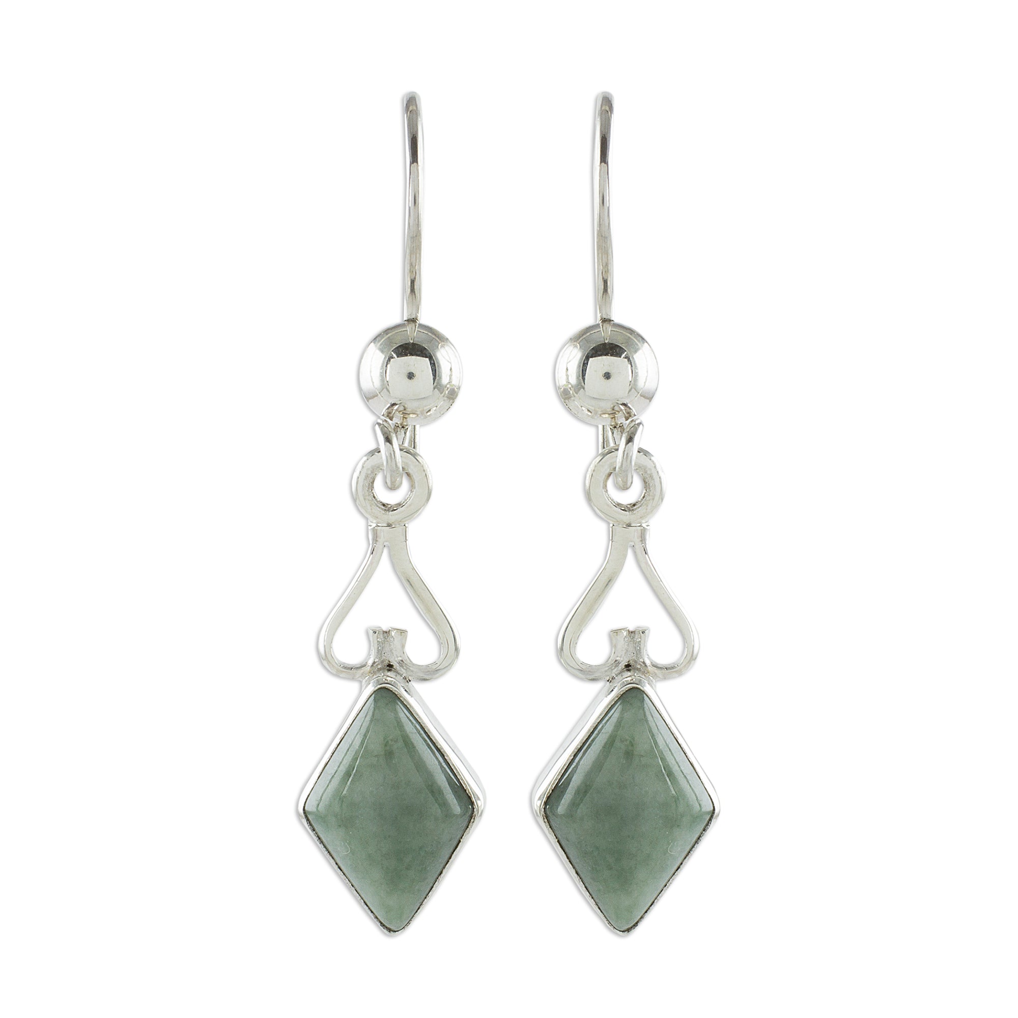 Premium Apple Green Jade Diamond Earrings - Handcrafted in Guatemala