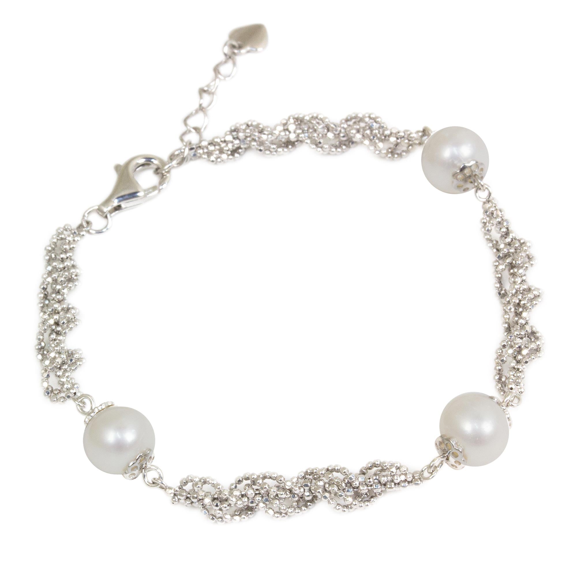 Premium White Jasmine Trio Bracelet – Cultured Pearls & Sterling Silver