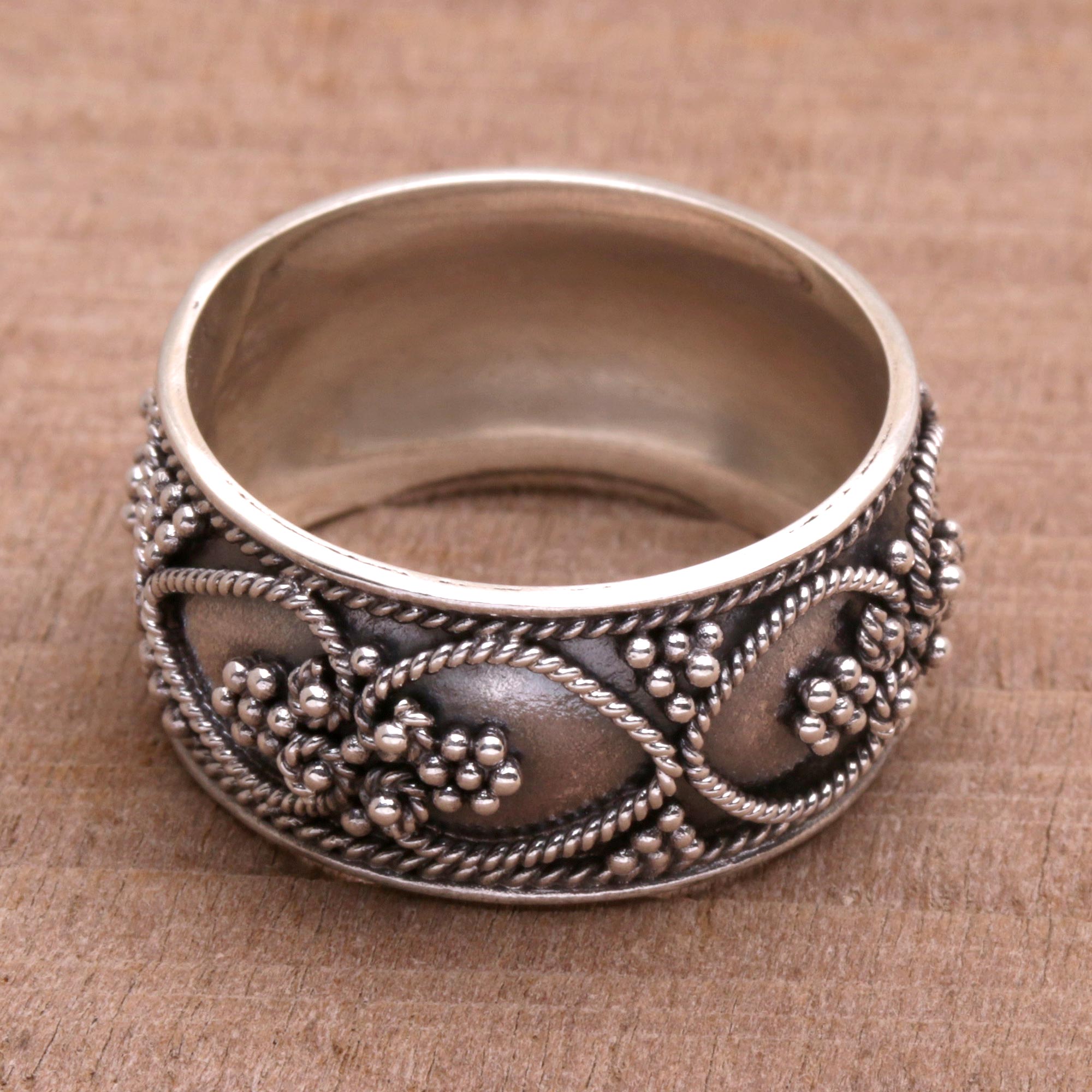 Premium Handmade Sterling Silver Love Band Ring - Balinese Artisan Crafted