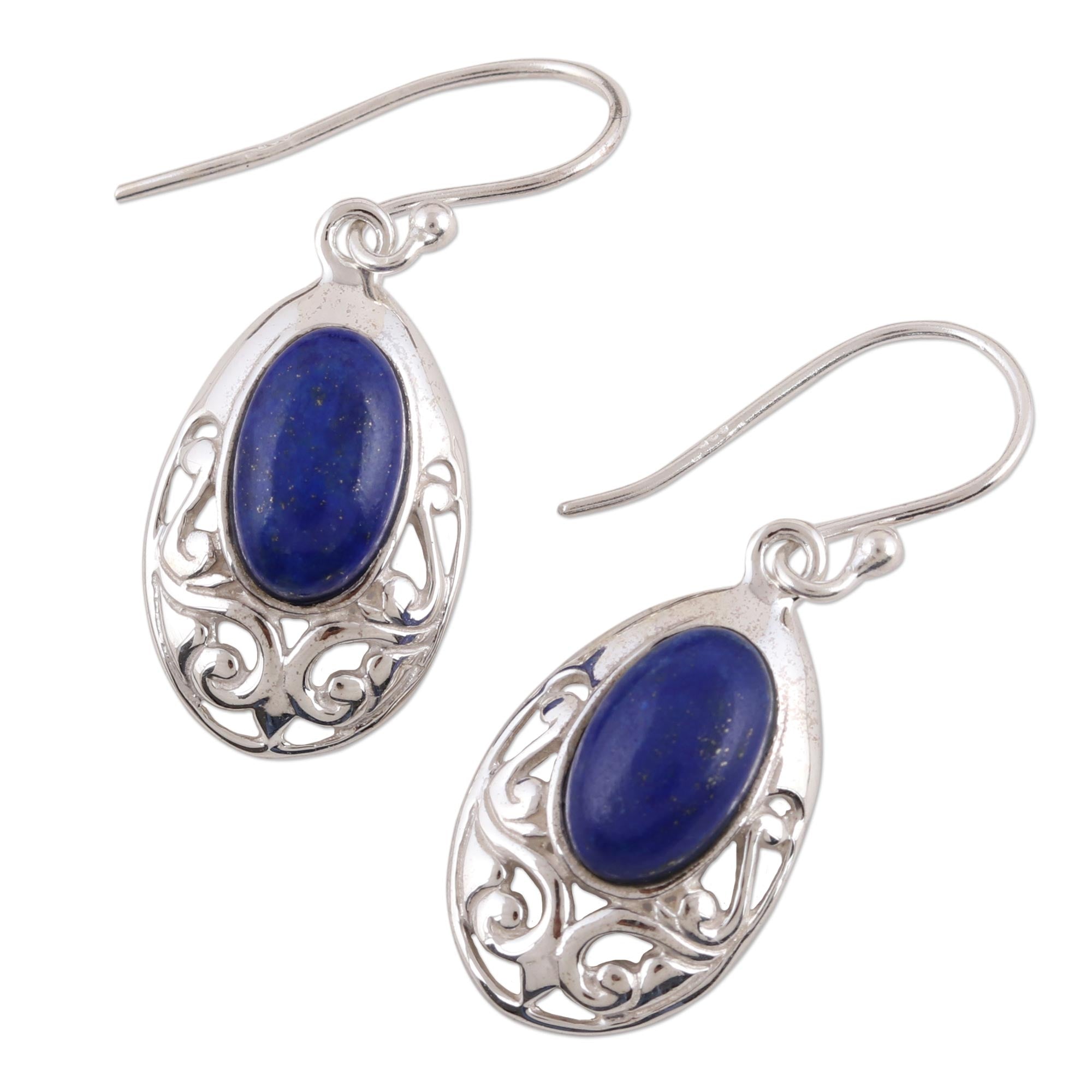 Premium Lapis Lazuli Sterling Silver Dangle Earrings - Ultimate Elegance