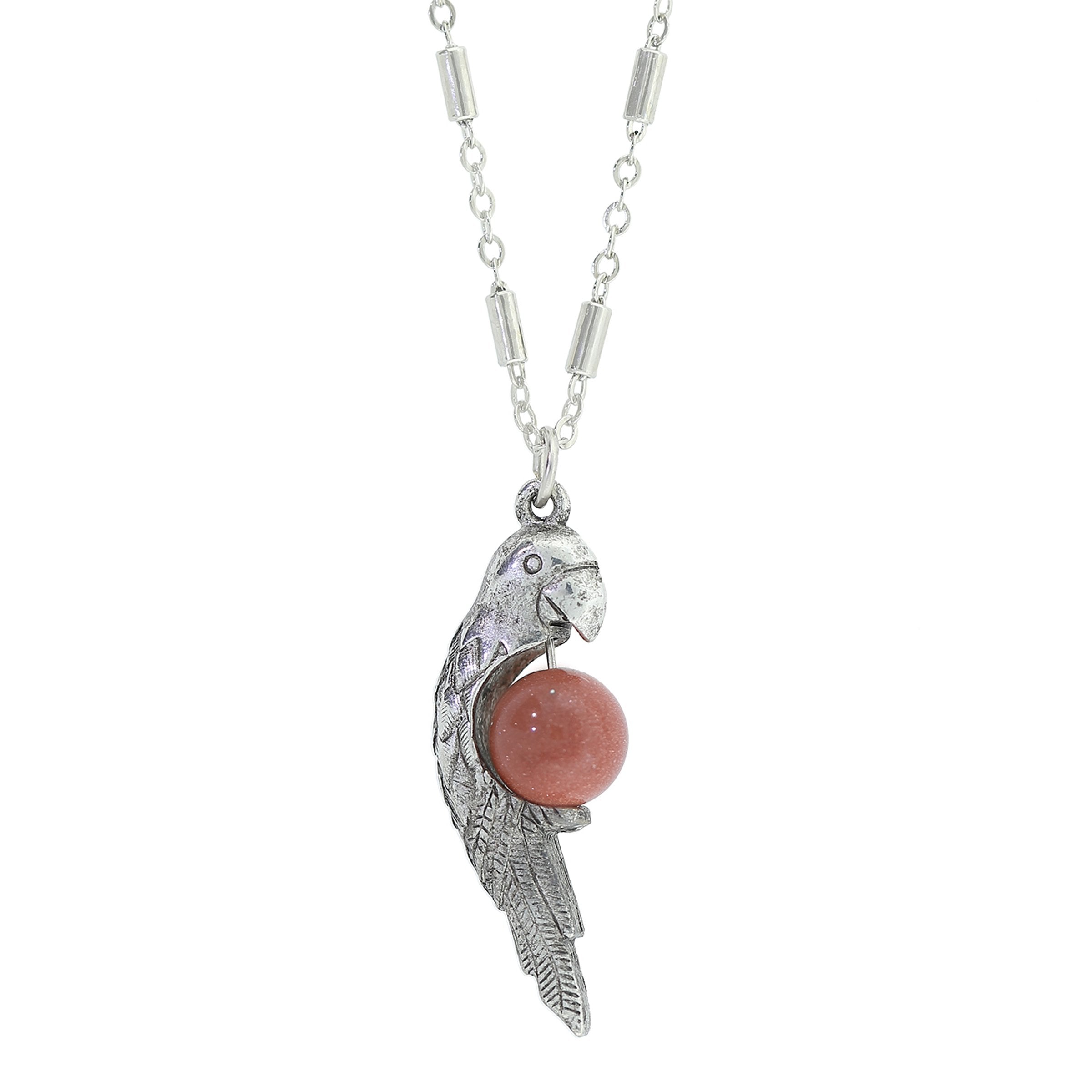 Premium 1928 Jewelry® Pewter Parrot Necklace with Goldstone Beads