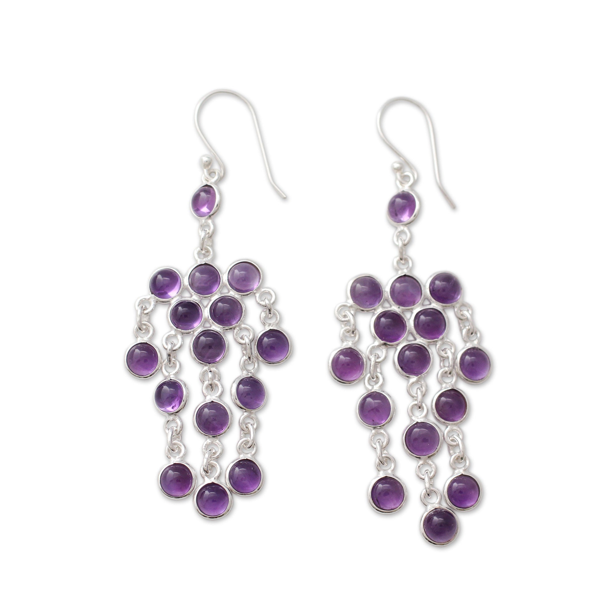 Premium Amethyst Sterling Silver Chandelier Earrings - Handcrafted Elegance