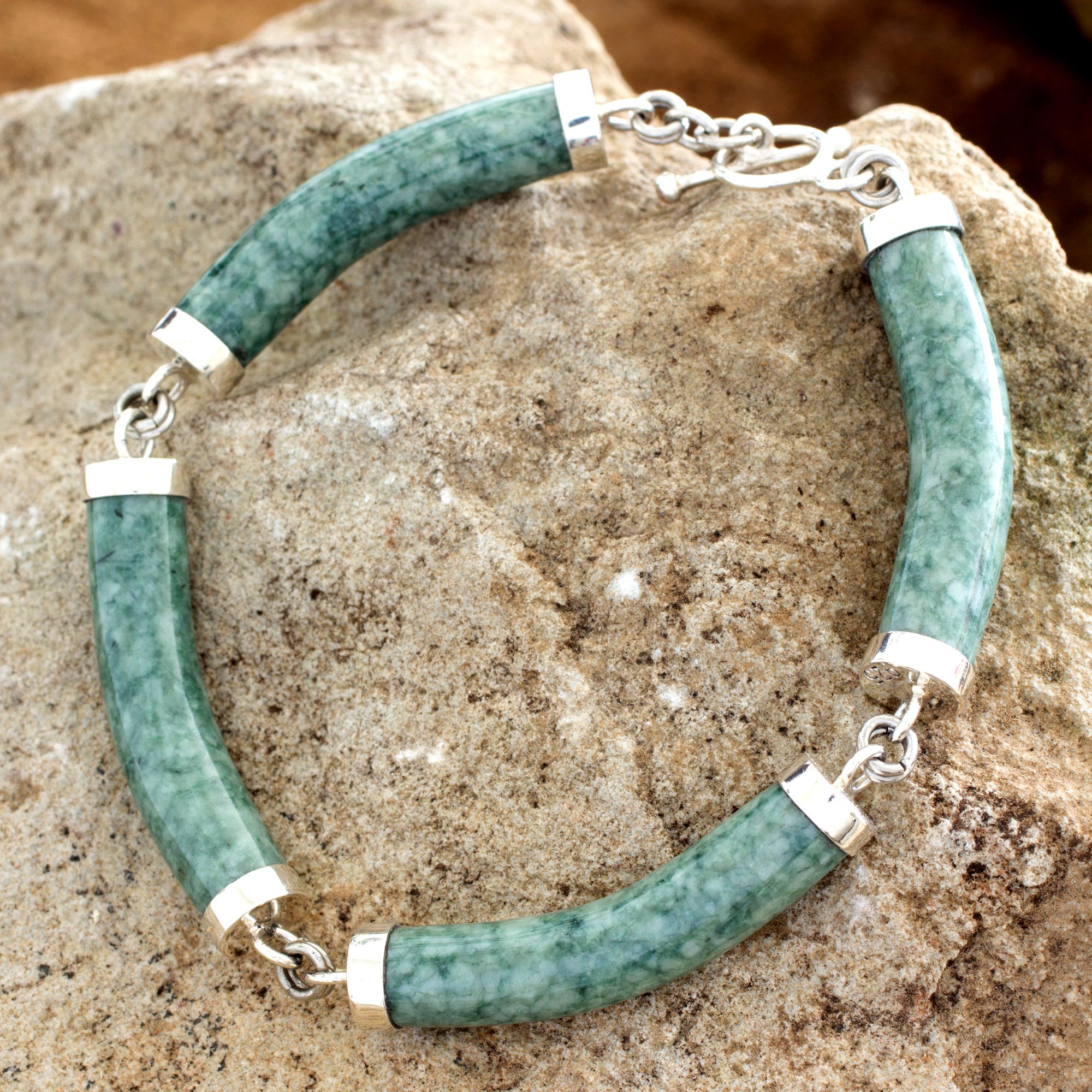 Premium Artisan Green Jade Link Bracelet - Handcrafted Luxury