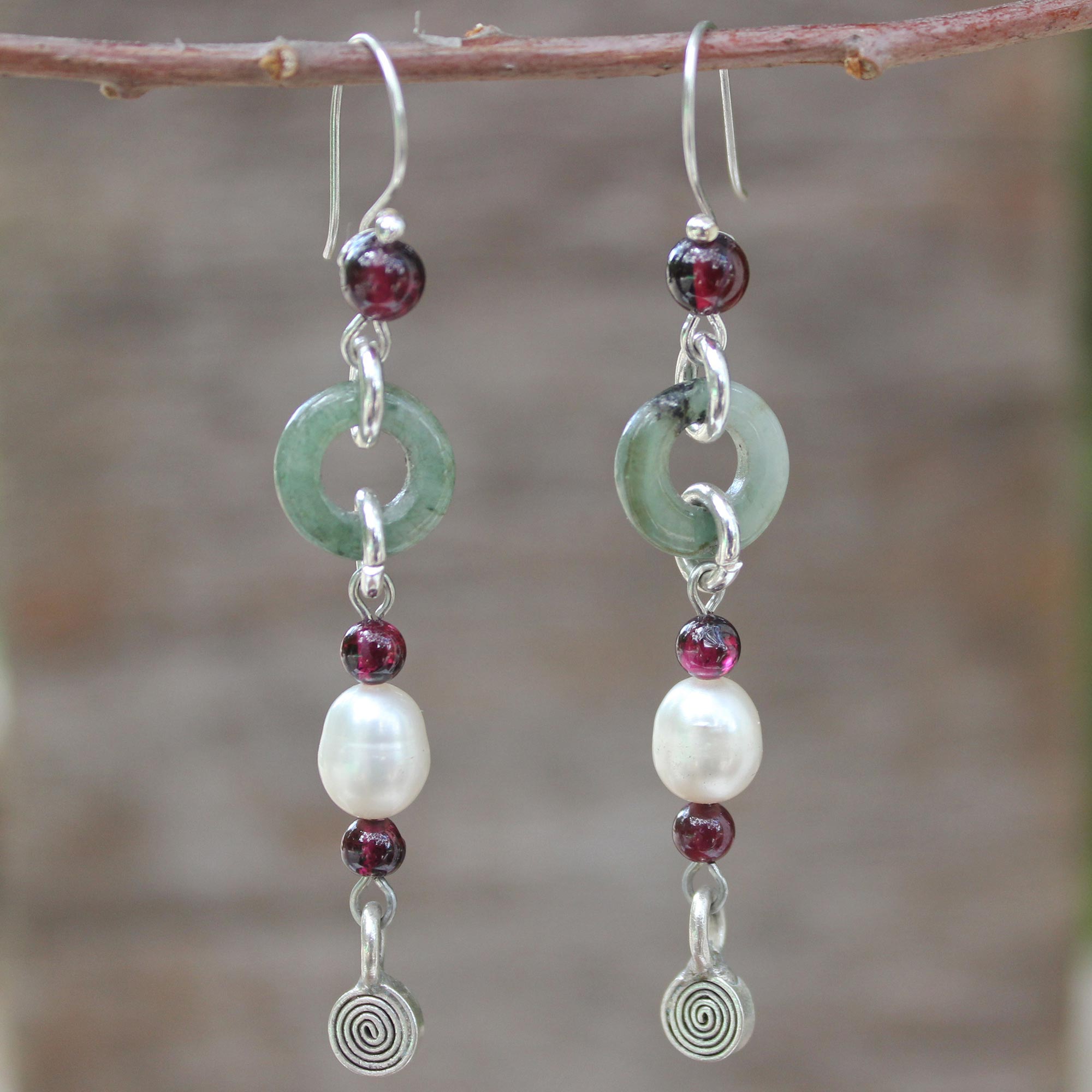 Premium Clouds of Pearl Multi-Gem Sterling Silver Beaded Earrings