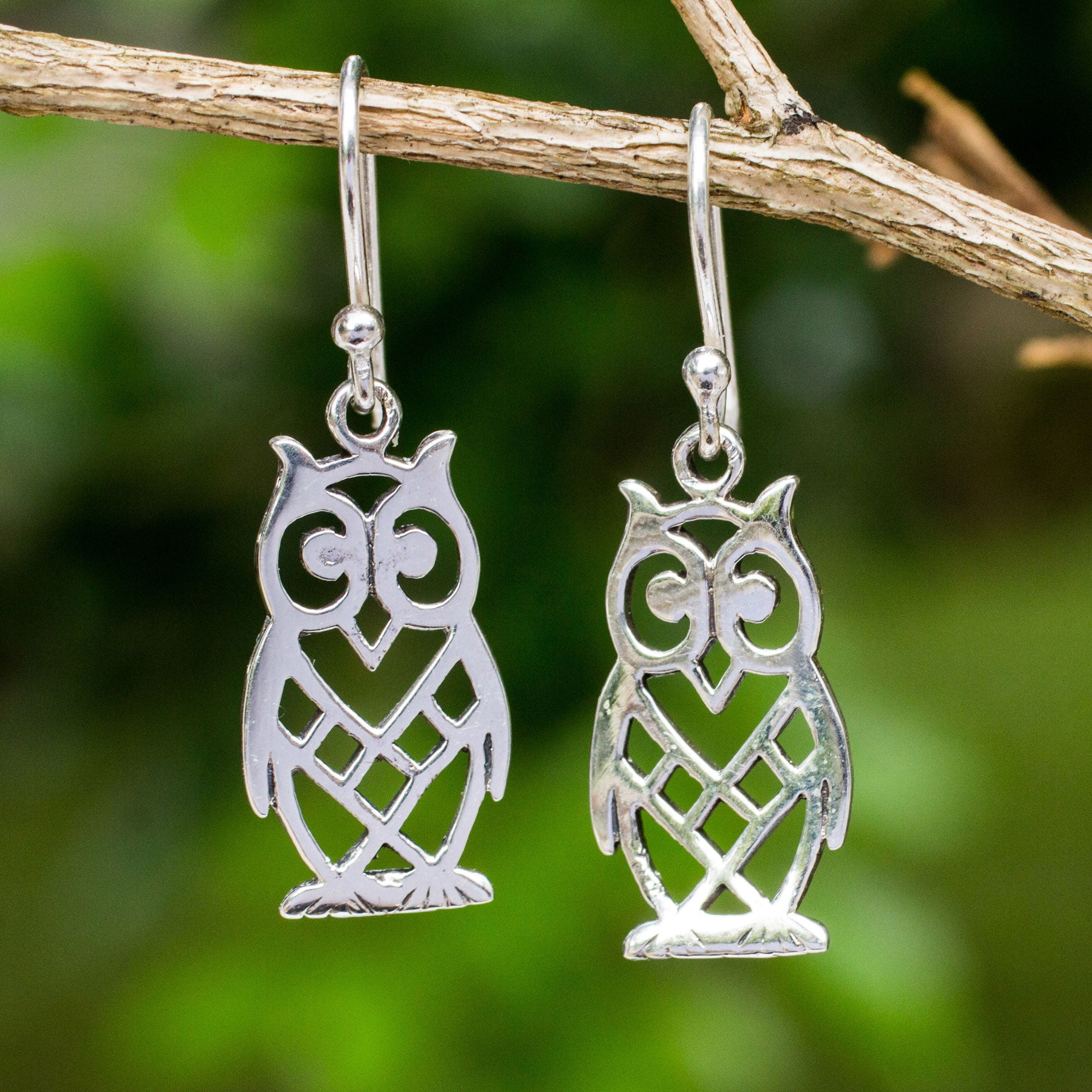 Premium Petite Owl Sterling Silver Openwork Earrings