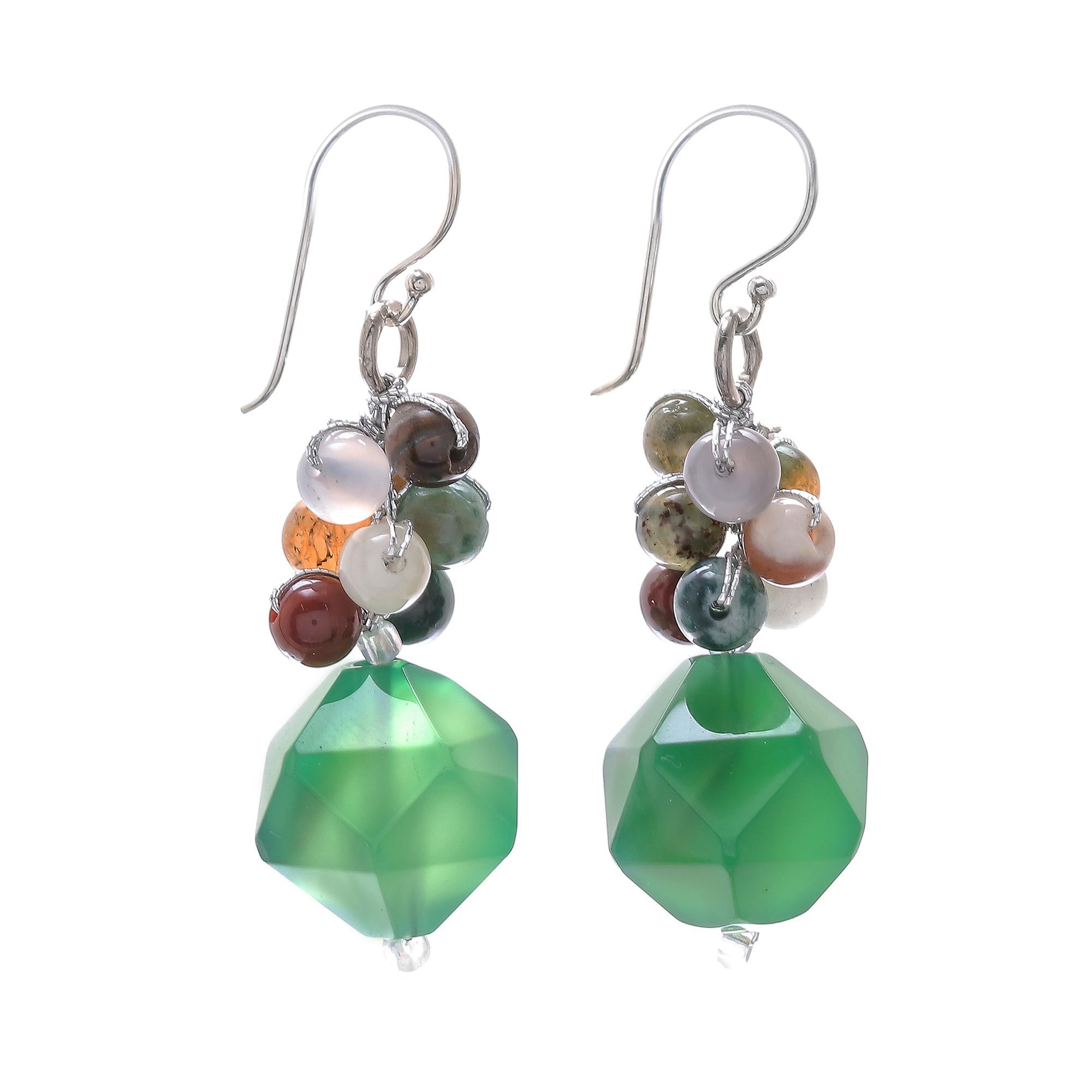 Premium Green Multi-Gemstone Beaded Cluster Earrings – Ultimate Glamour