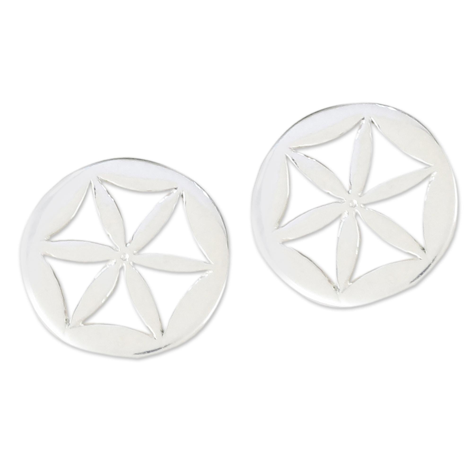 Premium Floral Circles - Handcrafted 925 Sterling Silver Stud Earrings