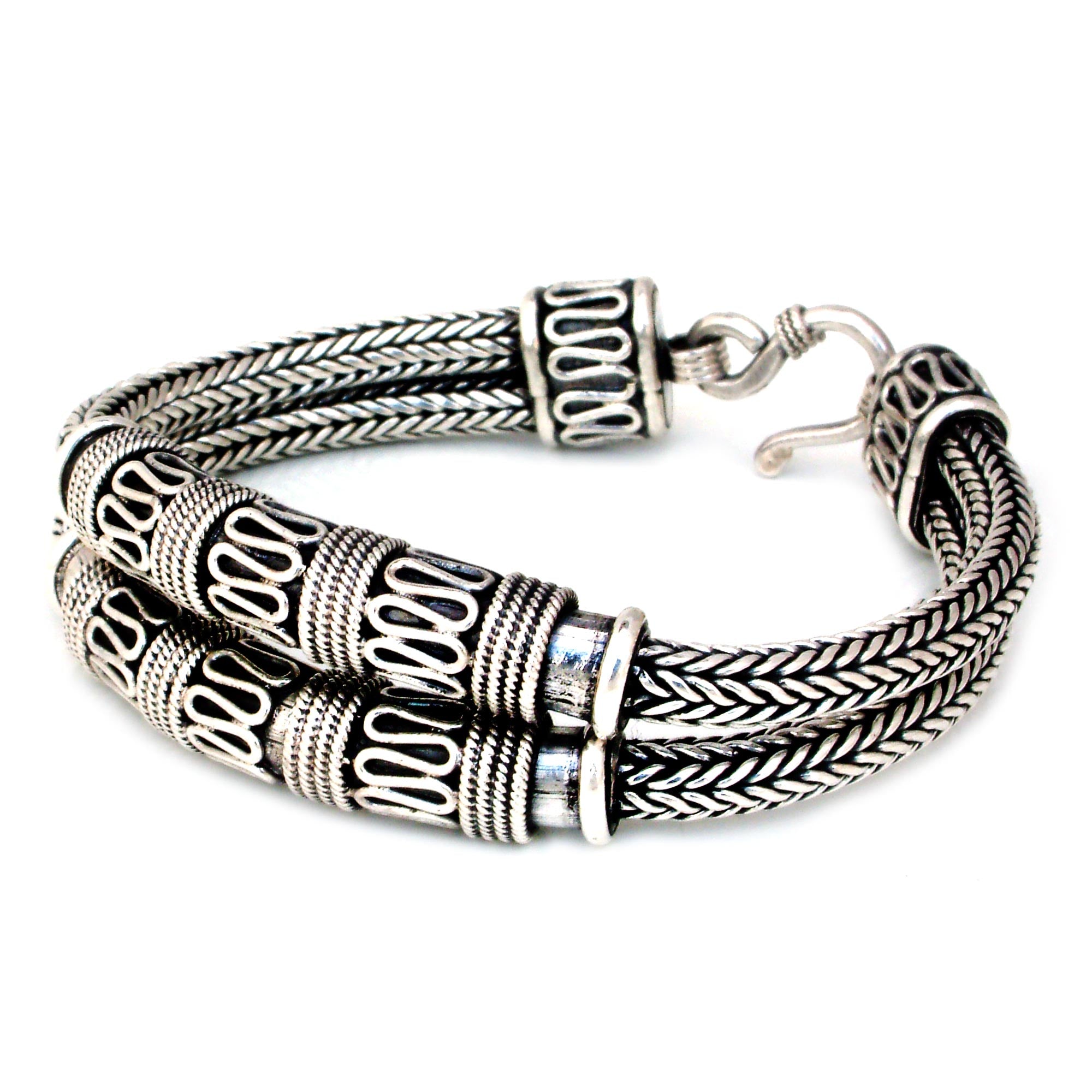 Premium Thai Silver Braided Bracelet - Handmade Elegance