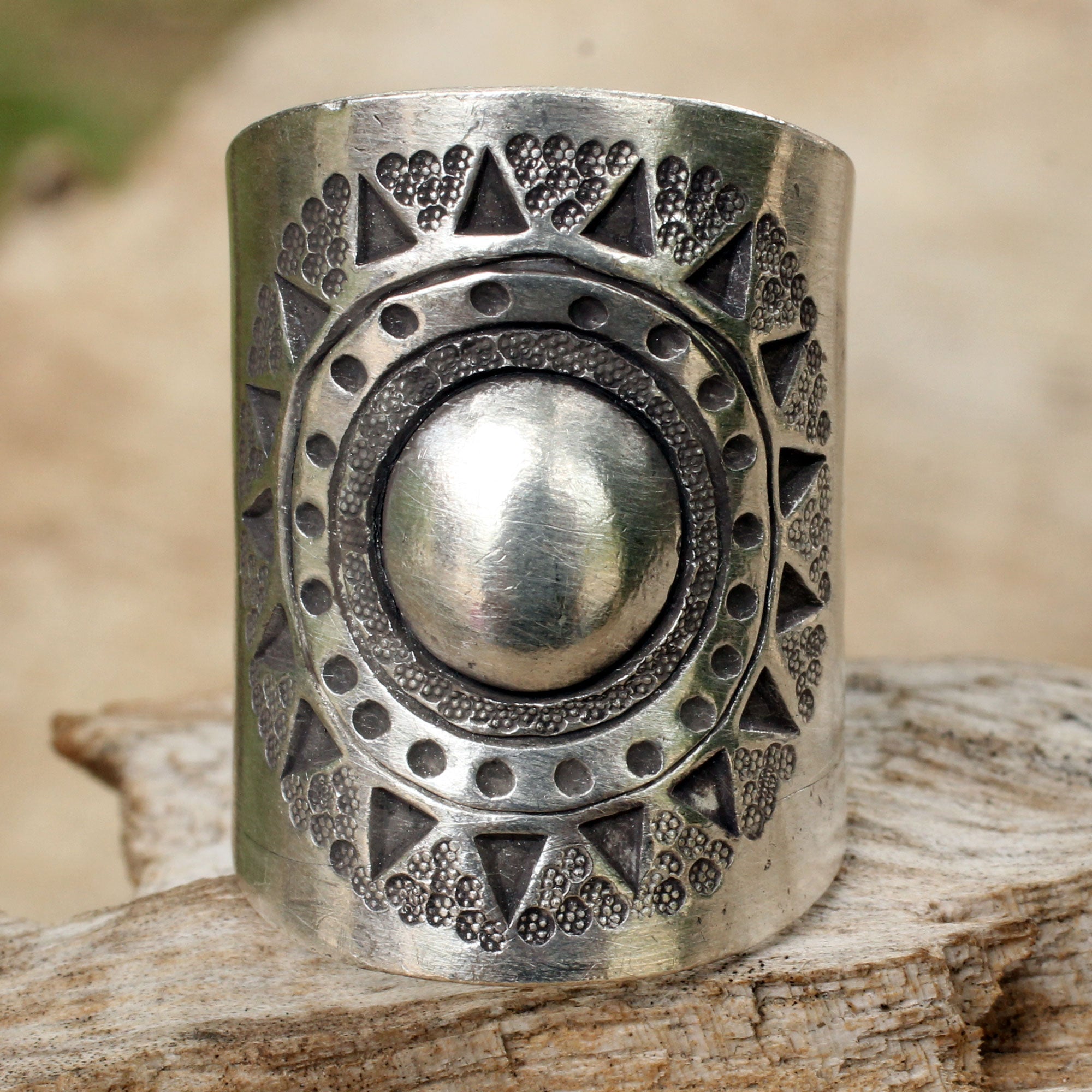 Premium Hill Tribe Sun Wrap Ring - Handcrafted Sterling Silver