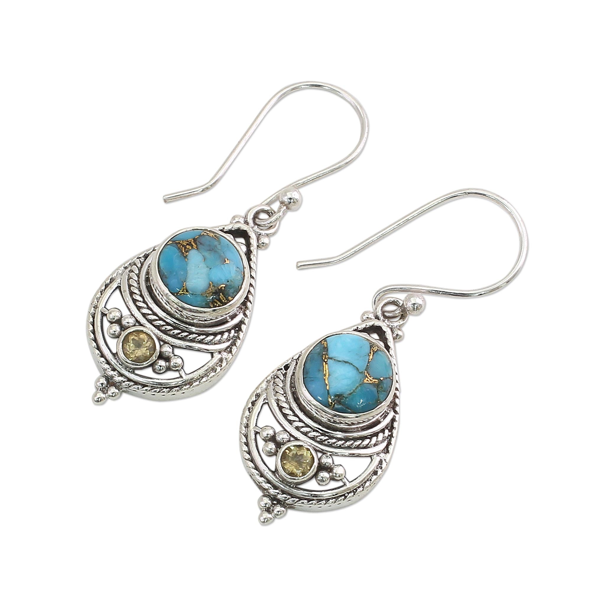 Premium Blue Adoration Turquoise Dangle Earrings - Handcrafted Elegance