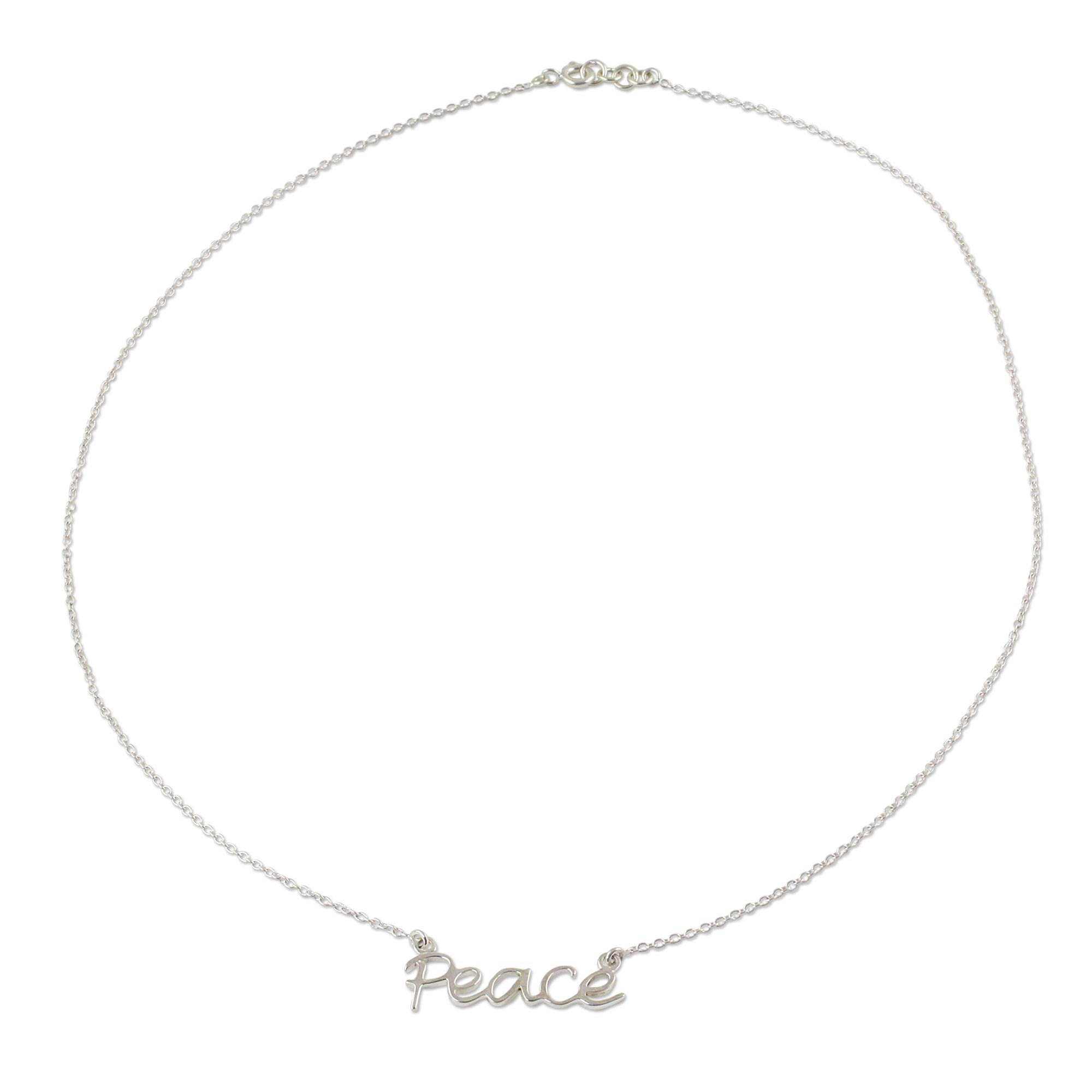 Premium Peace Mantra Silver Pendant Necklace - Handcrafted Harmony