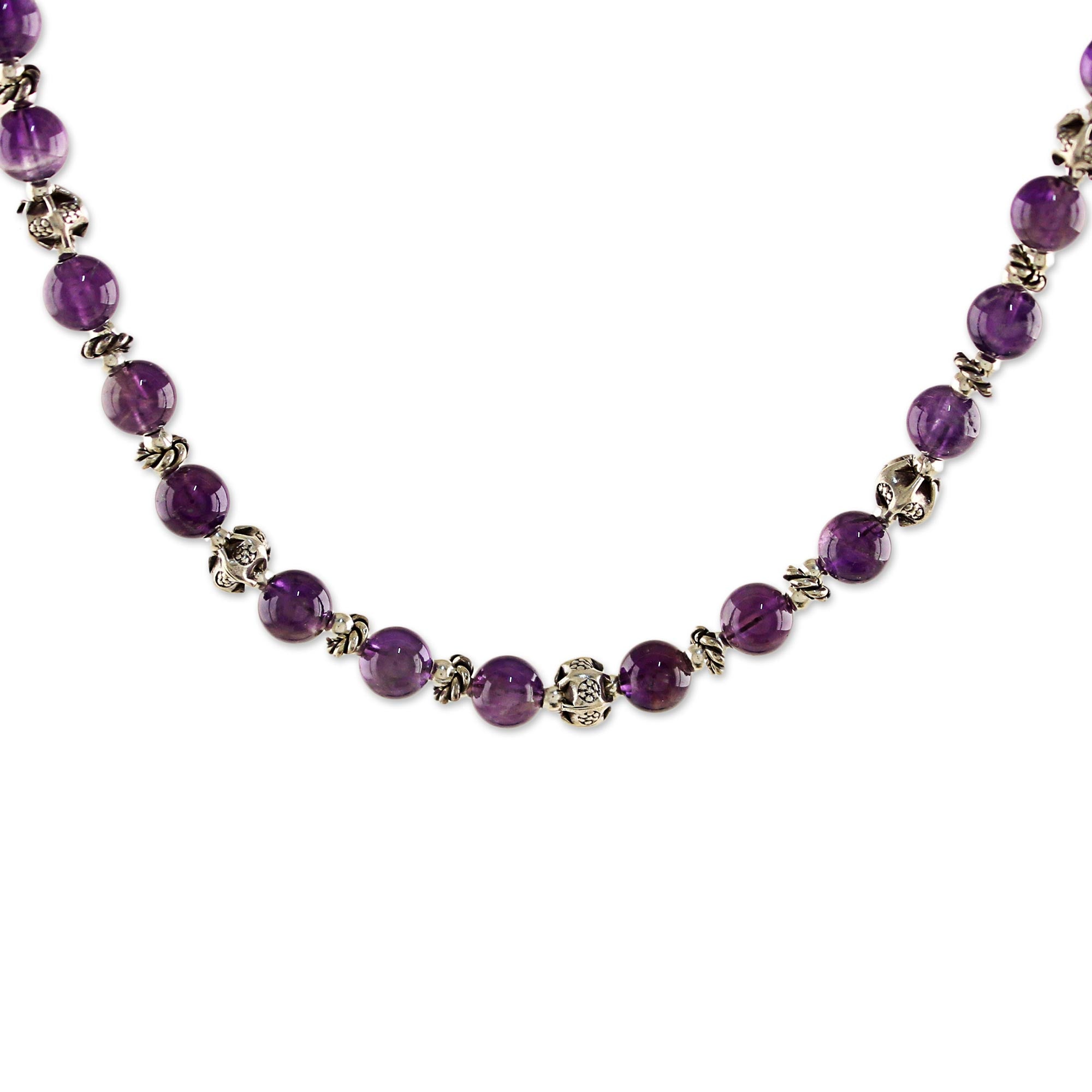 Premium Amethyst & 950 Silver Handcrafted Necklace - Elegant Thai Design