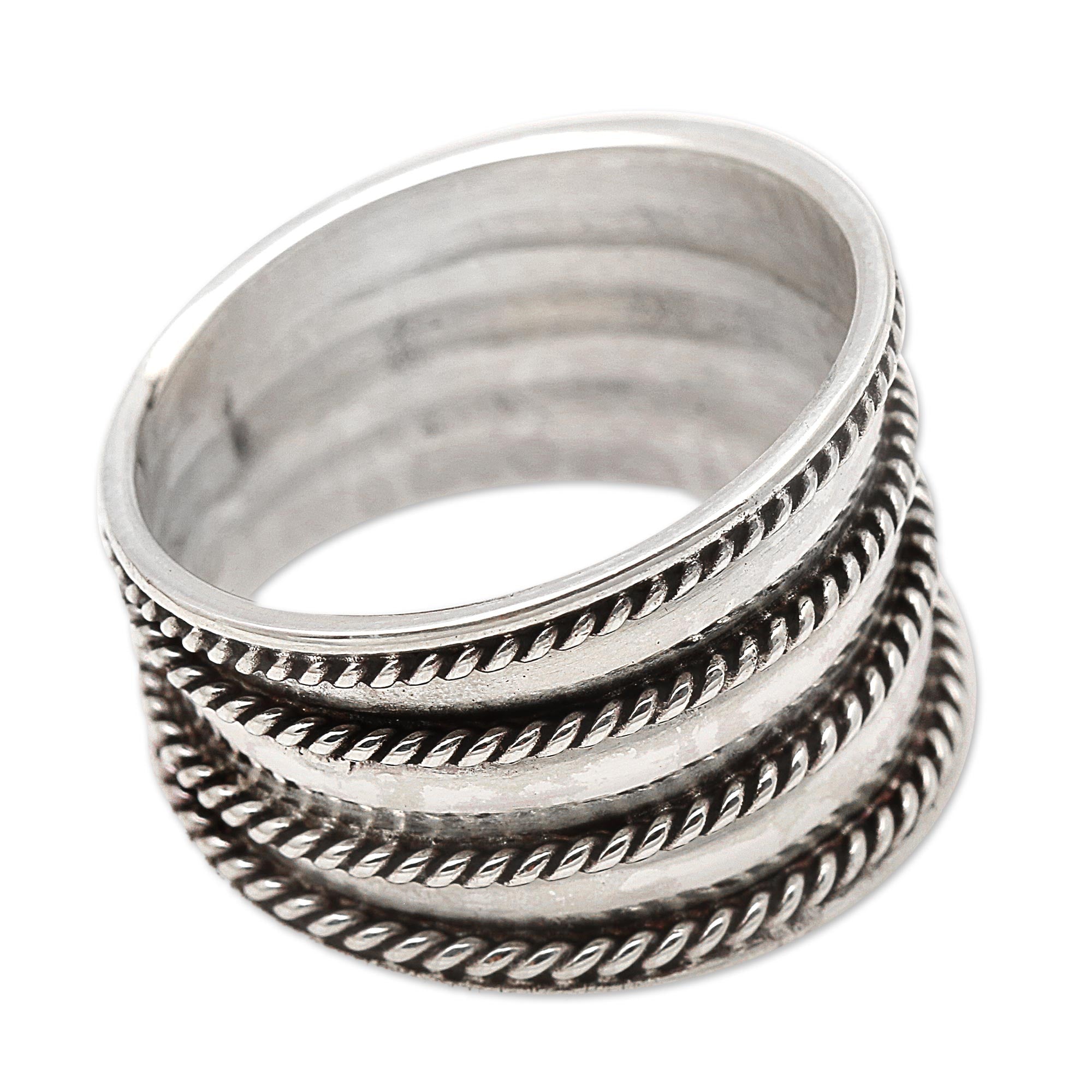 Premium Rope Motif Sterling Silver Band Ring - Ultimate Style Statement