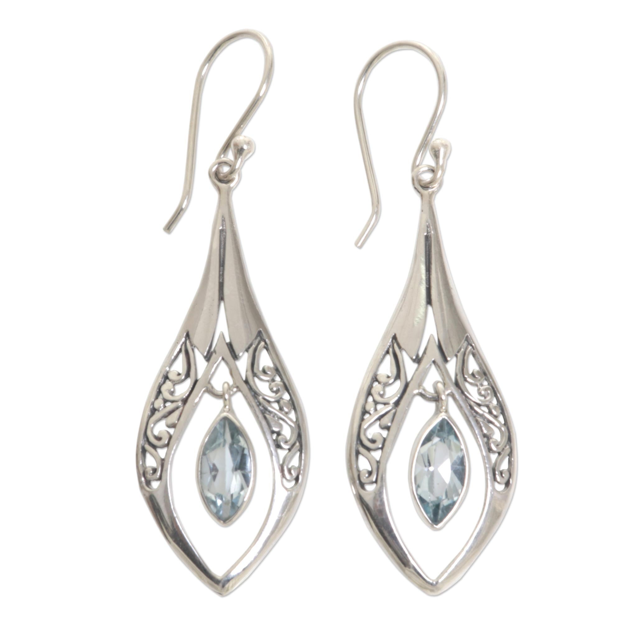 Premium Blue Teardrop Sterling Silver Earrings | Handcrafted Elegance