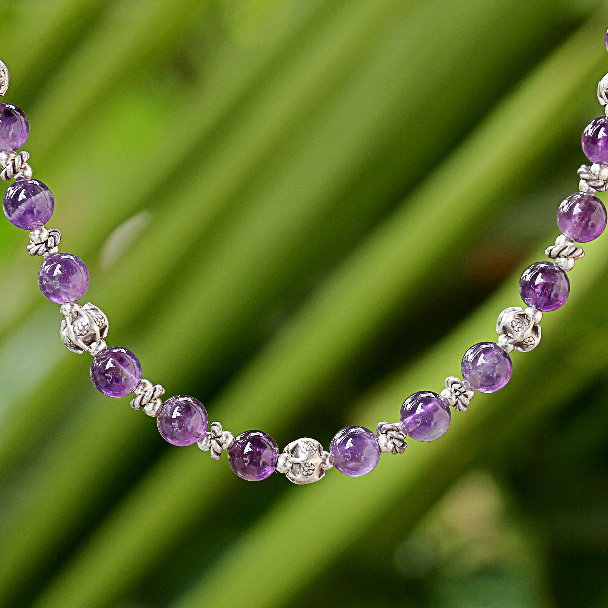 Premium Amethyst & 950 Silver Handcrafted Necklace - Elegant Thai Design