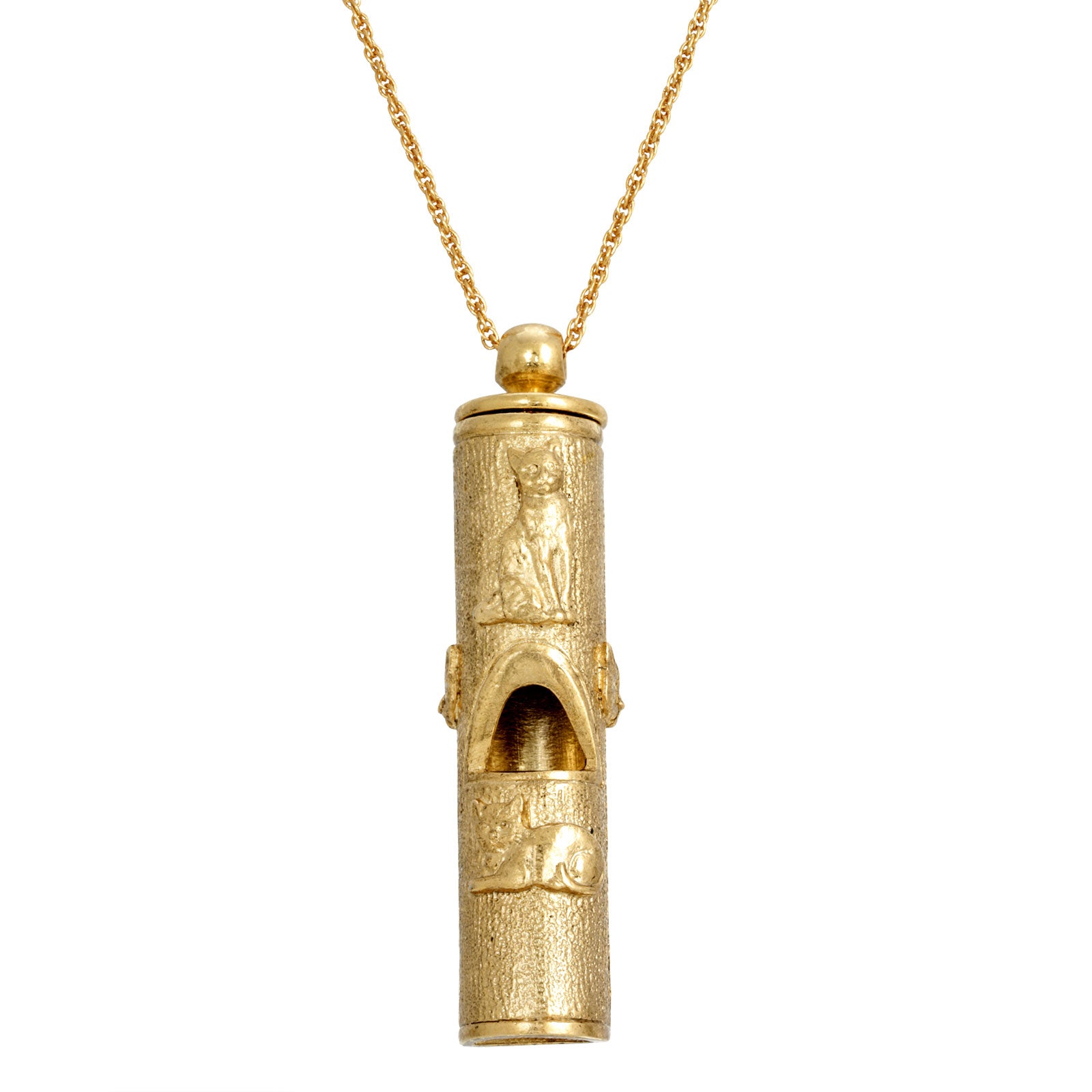 Premium 14K Gold Dipped Vintage Cat Whistle Necklace - 30 Inches