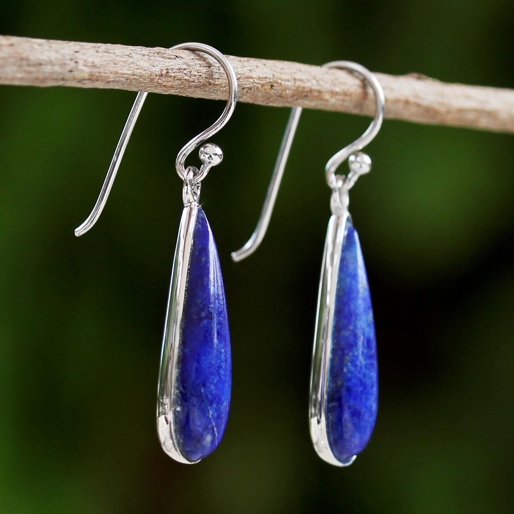 Premium Morning Raindrops Lapis Earrings - Handmade Luxury