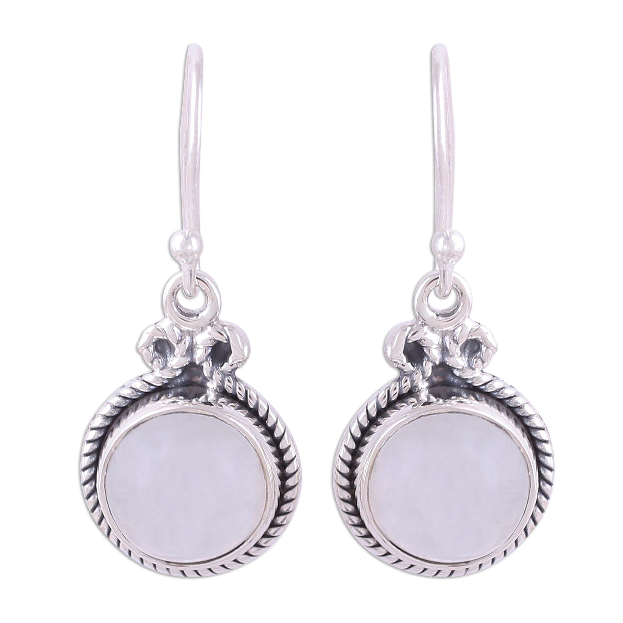 Premium Rainbow Moonstone Dangle Earrings - Handcrafted Sterling Silver Jewelry